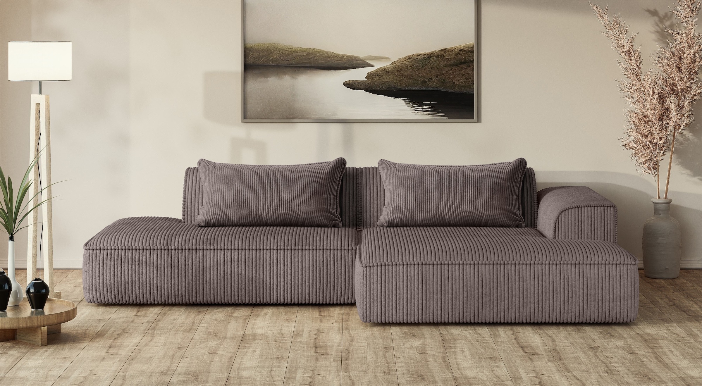 exxpo - sofa fashion Ecksofa »Billund modernes Designsofa, bequem und elegant, Breite 294cm, L-Form« modern, L-form, Wellenfedern, inklusive 2x Nierenkissen