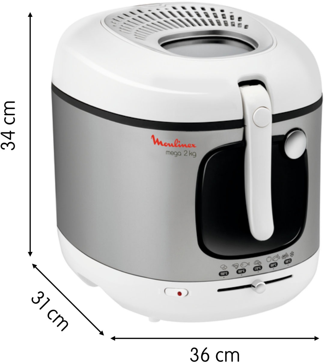 Moulinex Fritteuse »Mega«, 2100 W, einstellbarer Thermostat, Kontrollleuchte, Fritteuse mit Öl, AM4800