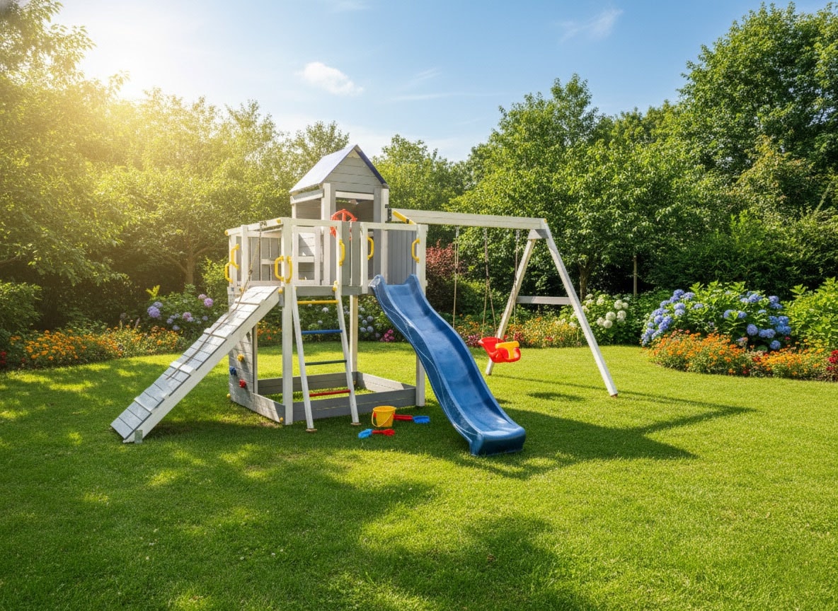 FUNGOO Spielturm »Treehouse« mit Spielhaus, Rutsche, Doppelschaukel, Kletterwand