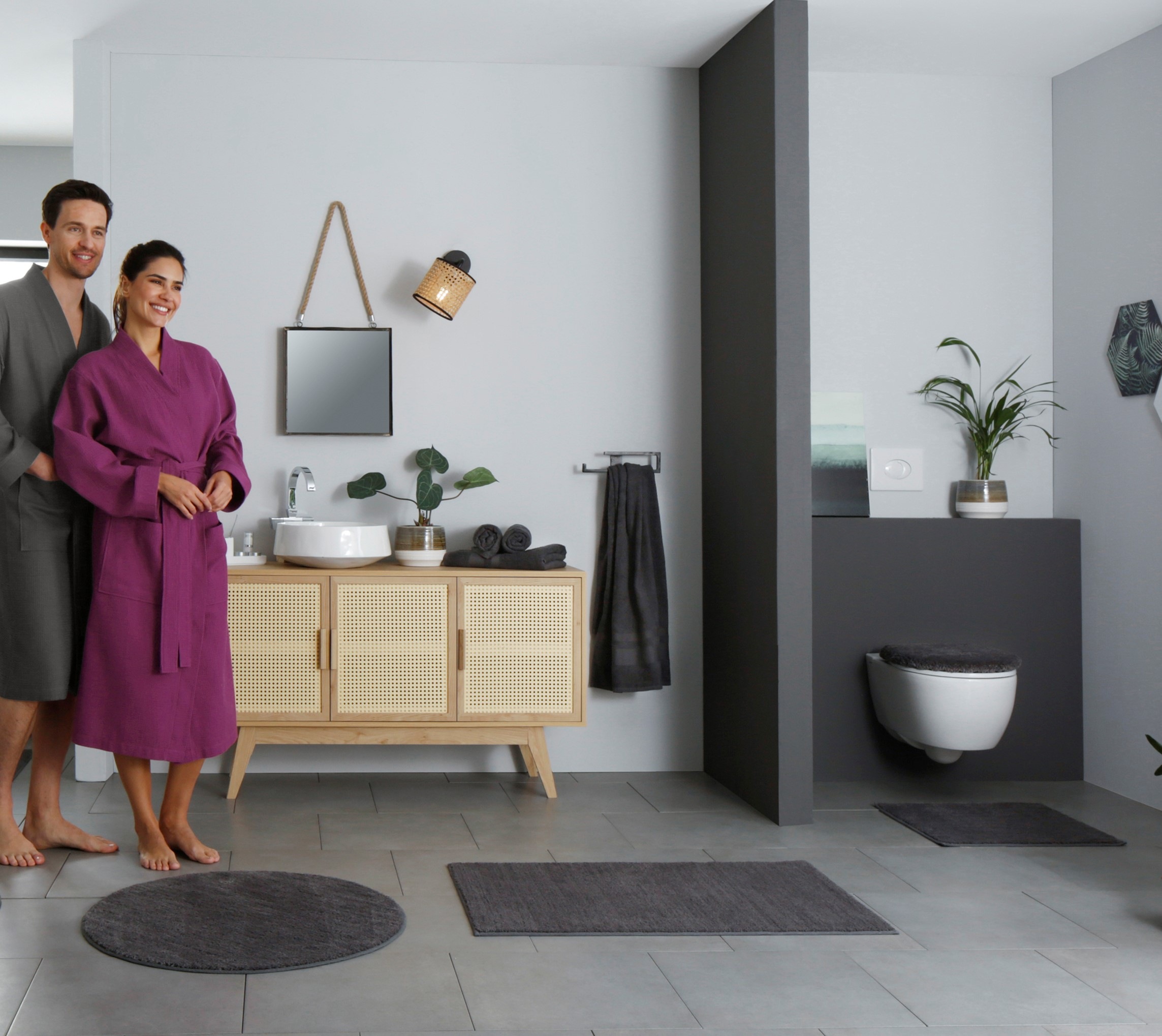 my home Badematte »Vanessa, Badvorleger, Badezimmer Teppich«, rutschhemmend beschichtet, schnell trocknend-fußbodenheizungsgeeignet-strapazierfähig, Badteppich, weiche Haptik, unifarben