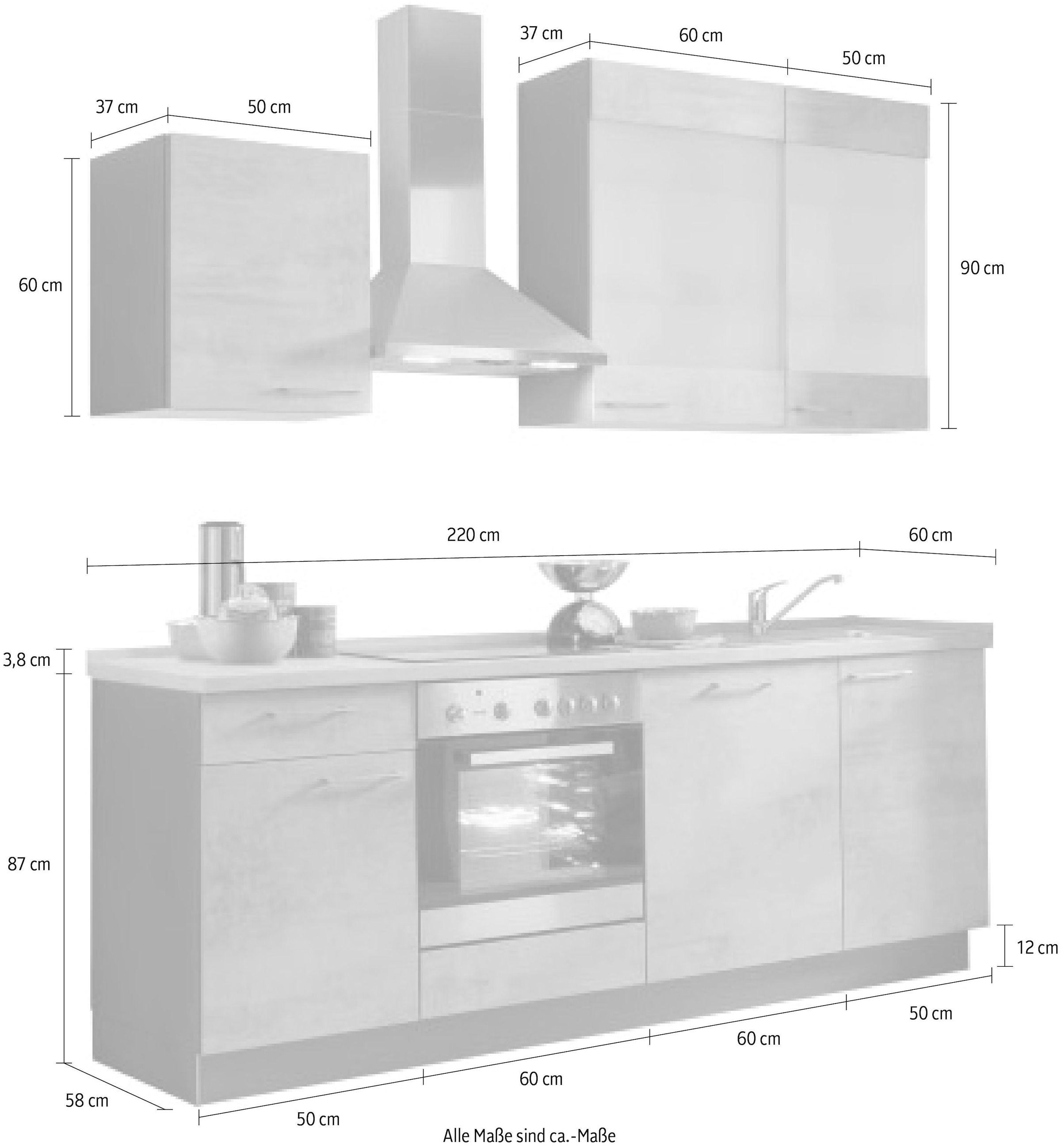 Express Küchen Küchenzeile mit und »Trea«, Breite vormontiert, Vollauszug 220 bestellen Soft-Close-Funktion, cm online