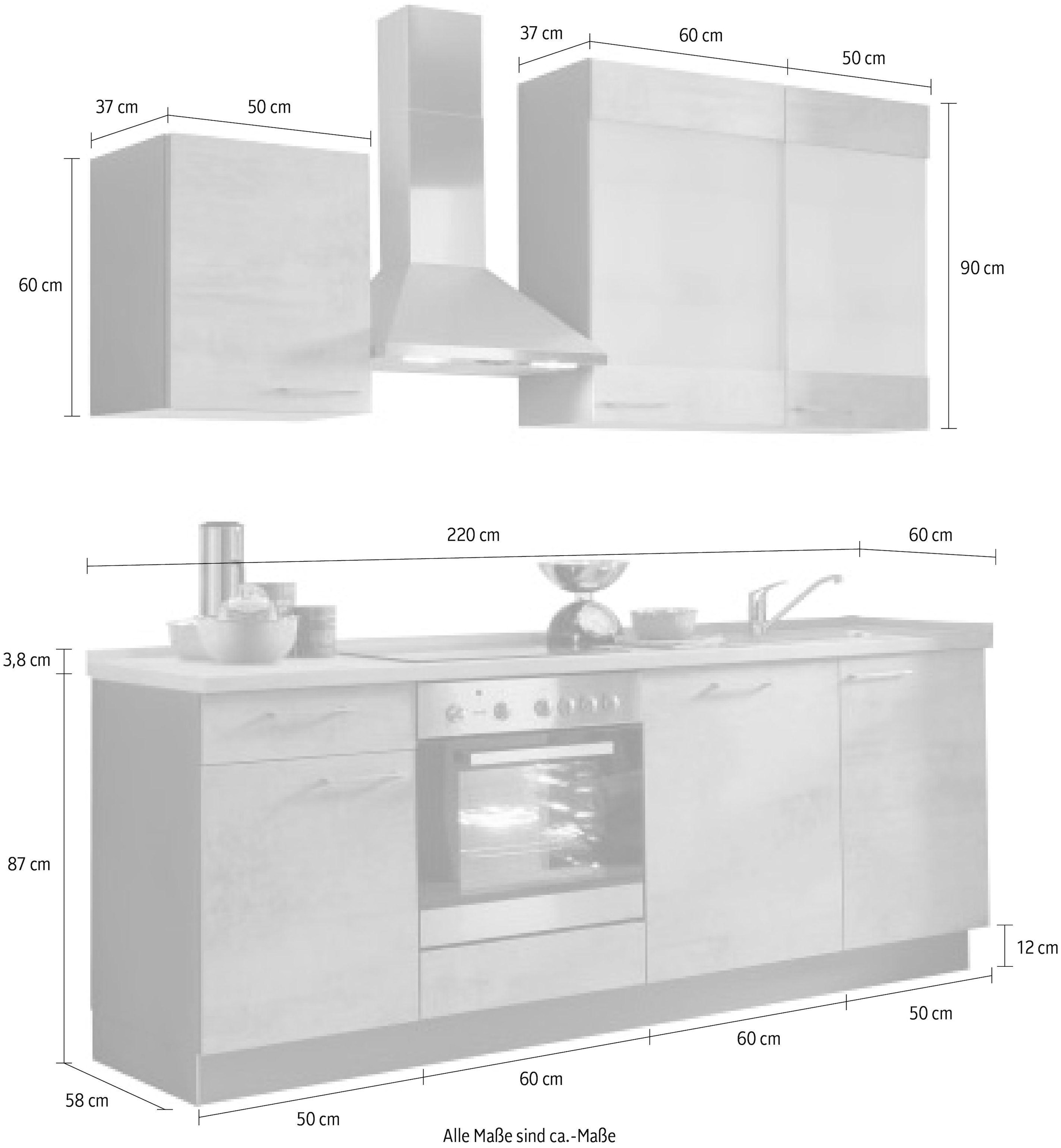 Express Küchen Küchenzeile »Trea«, vormontiert, mit Vollauszug und  Soft-Close-Funktion, Breite 220 cm online bestellen