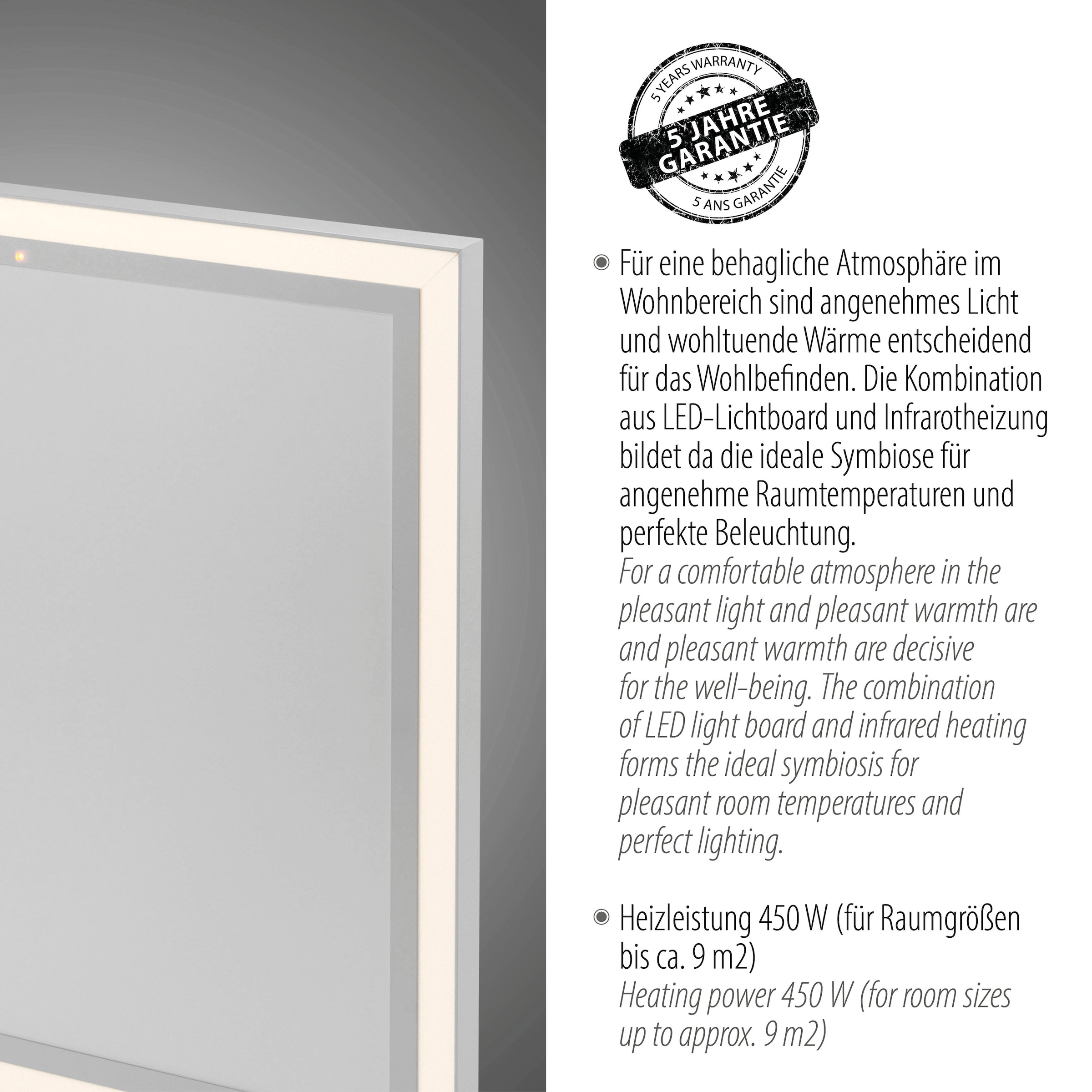 JUST LIGHT Deckenleuchte »BEROA«, 1 flammig, Leuchtmittel LED-Board | LED fest integriert, Deckenpanel mit IR-Heizung 450W, Funk Fernbed., Funkthermostat