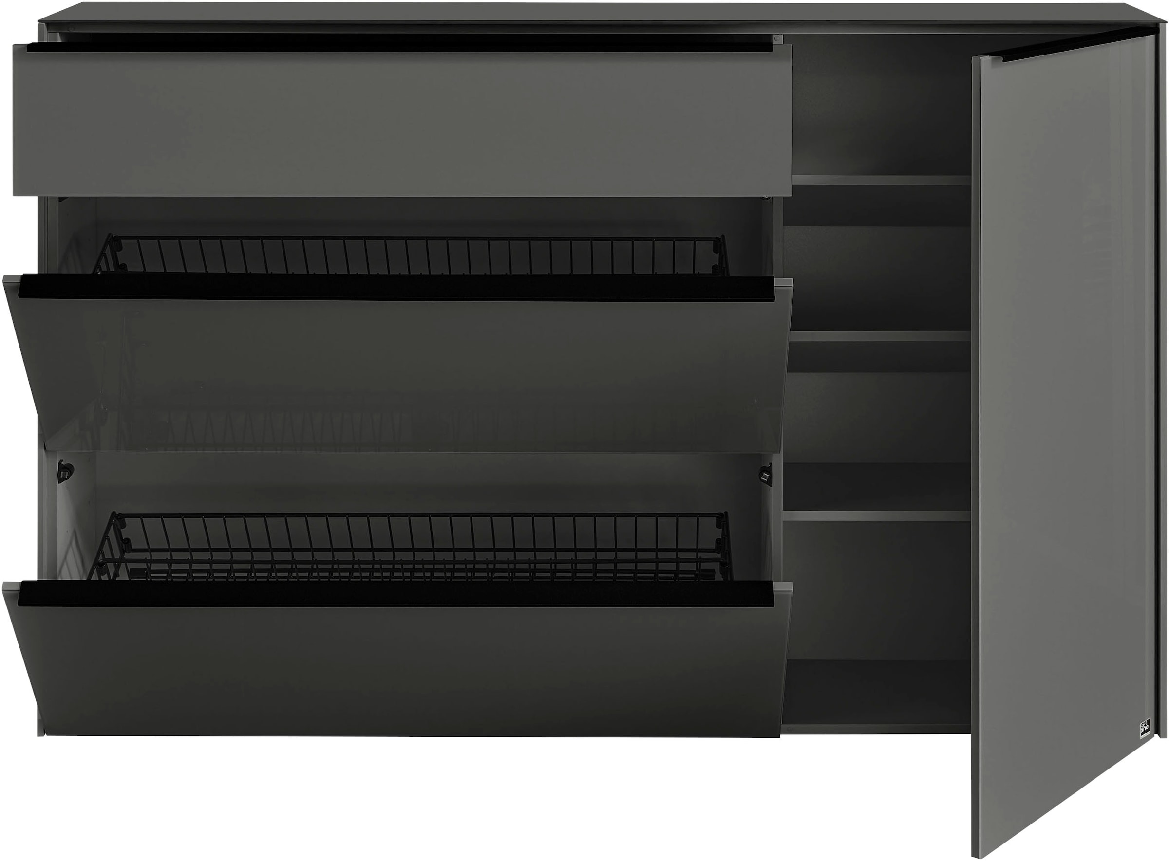 set one by Musterring Sideboard »reno-Dielen« 1 Stk. tlg. 1 Schubkasten, 2 Klappen, 1 Tür, Glasfronten in 2 Farben, 160 x 104 cm