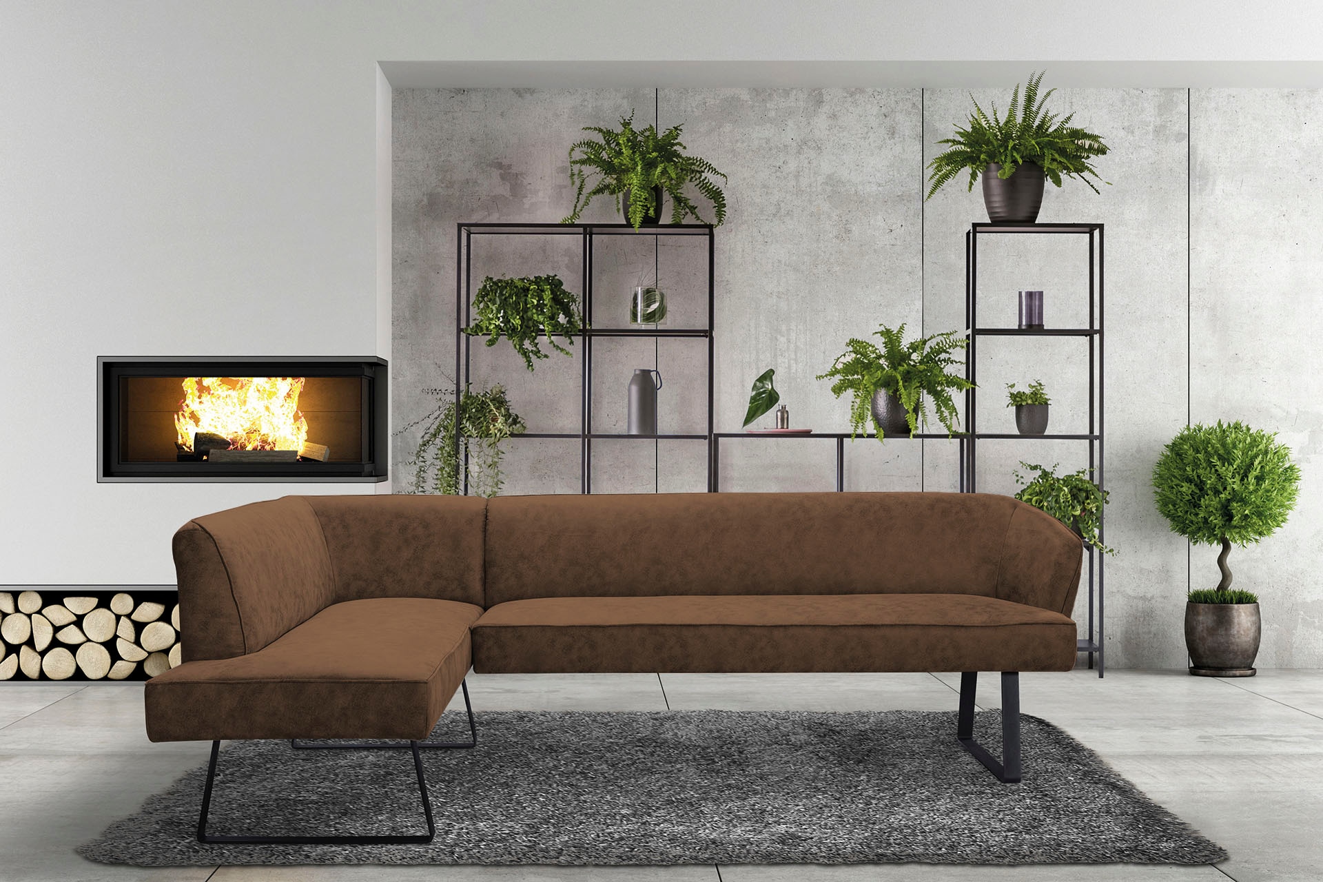 exxpo - sofa fashion Eckbank "Americano", mit Keder und Metallfüßen, Bezug günstig online kaufen