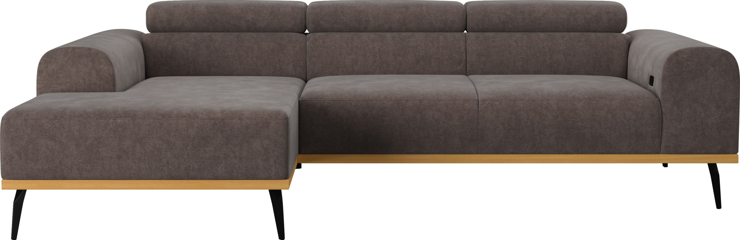 Places of Style Ecksofa »Carlo L-Form«, mit Kopfteilverstellung & Holz-Rahmenoptik, wahlweise Relaxfunktion
