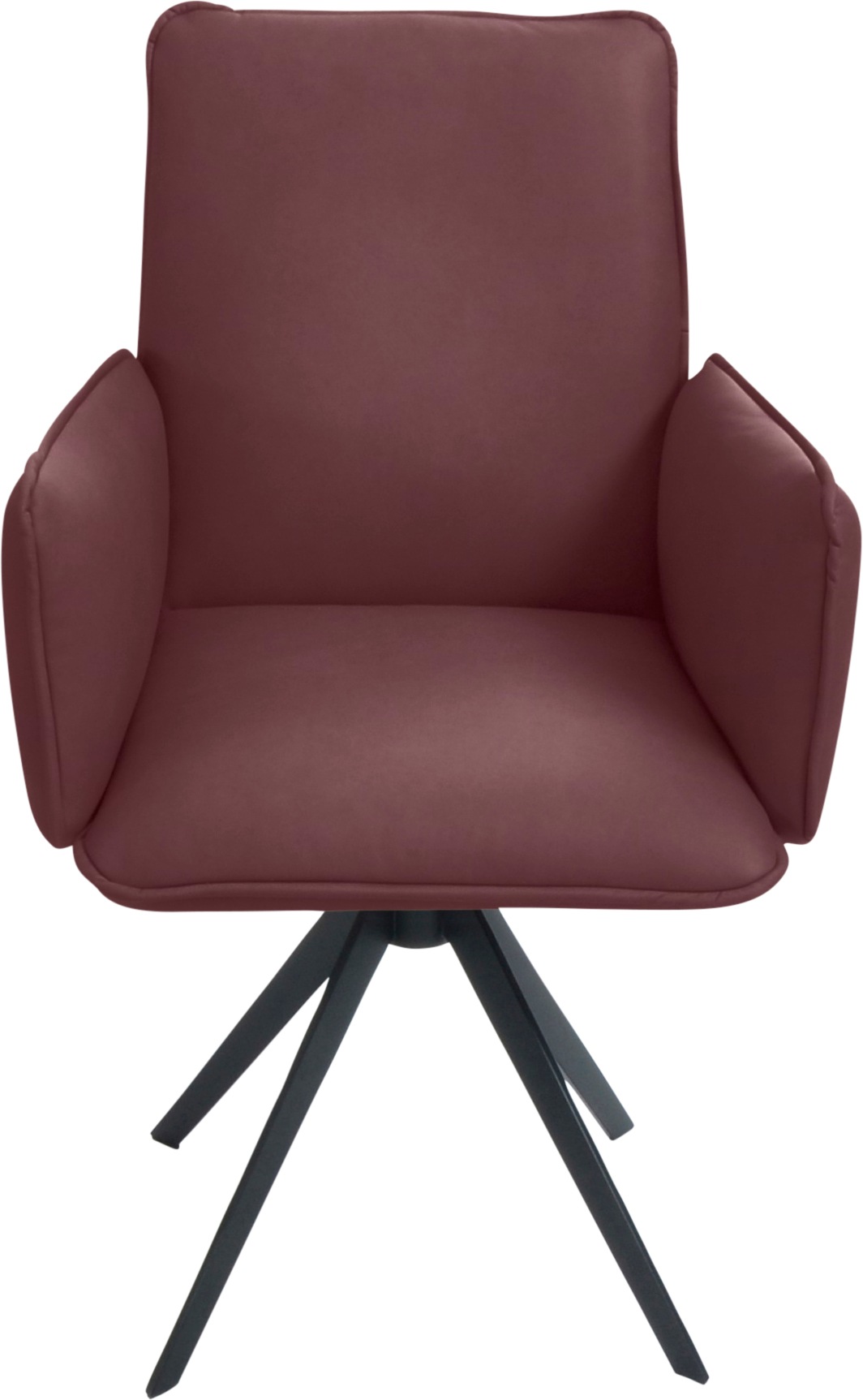 K+W Komfort & Wohnen Drehstuhl, Leder, Blitzdrehkreuz und Rückholfunktion, dekorativer 12mm Biese