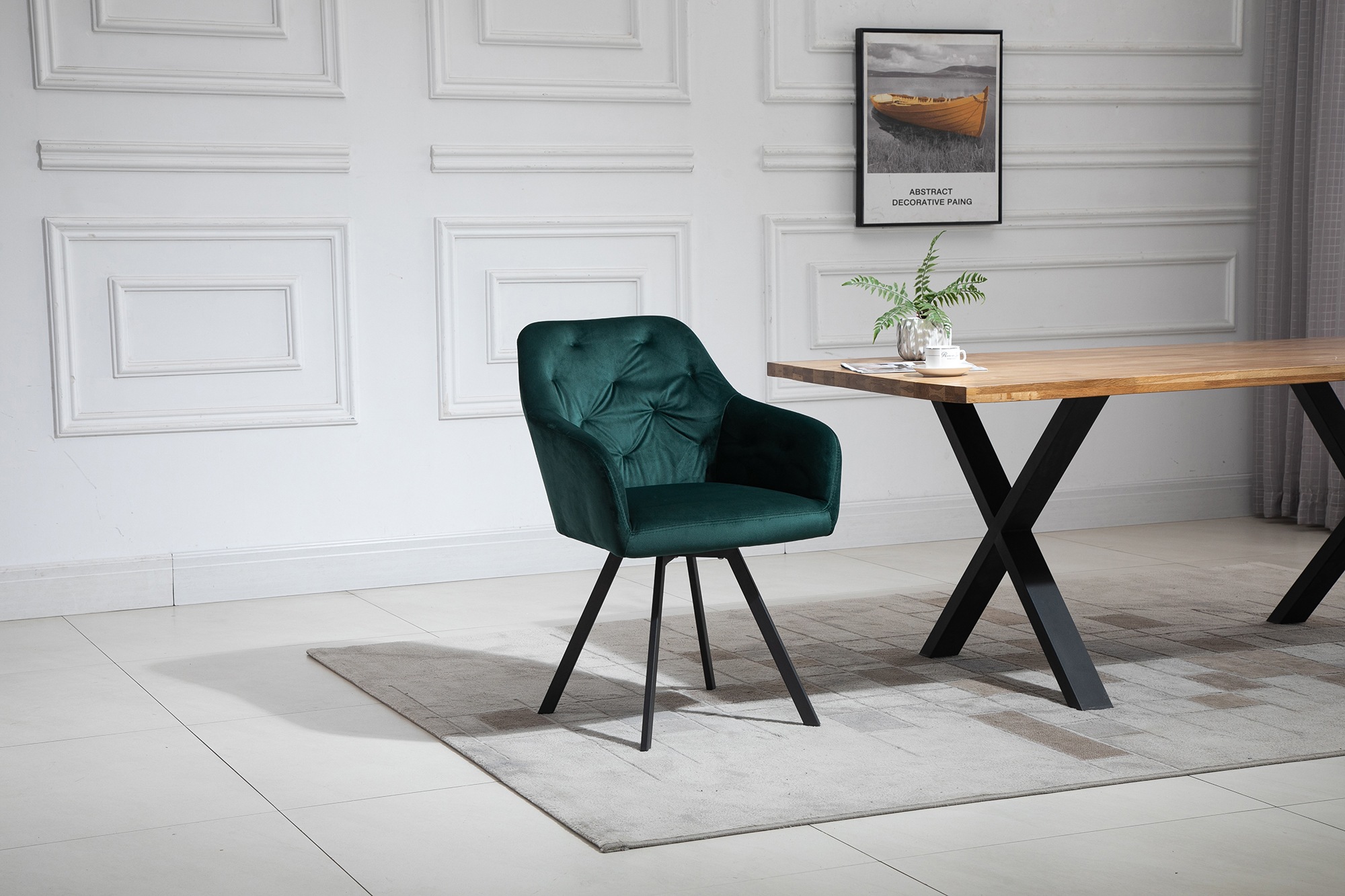 SalesFever Essgruppe, (Set, 5 tlg.), Stühle mit 360° Drehplatte unter der Sitzfläche, mit echter Baumkante