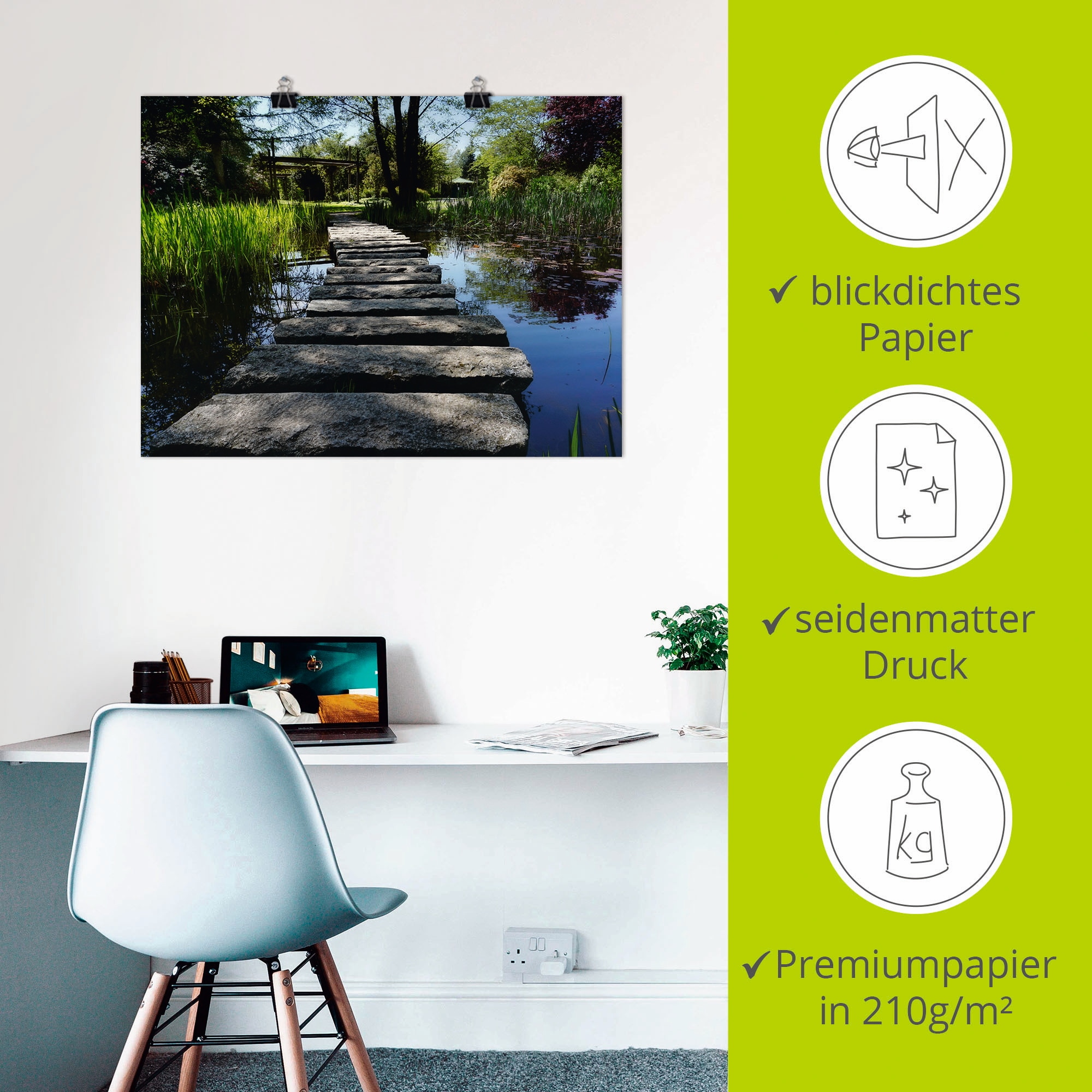 Artland Wandbild »Weg am Teich«, Gewässer, (1 St.), als Leinwandbild, Poster, Wandaufkleber in verschied. Größen