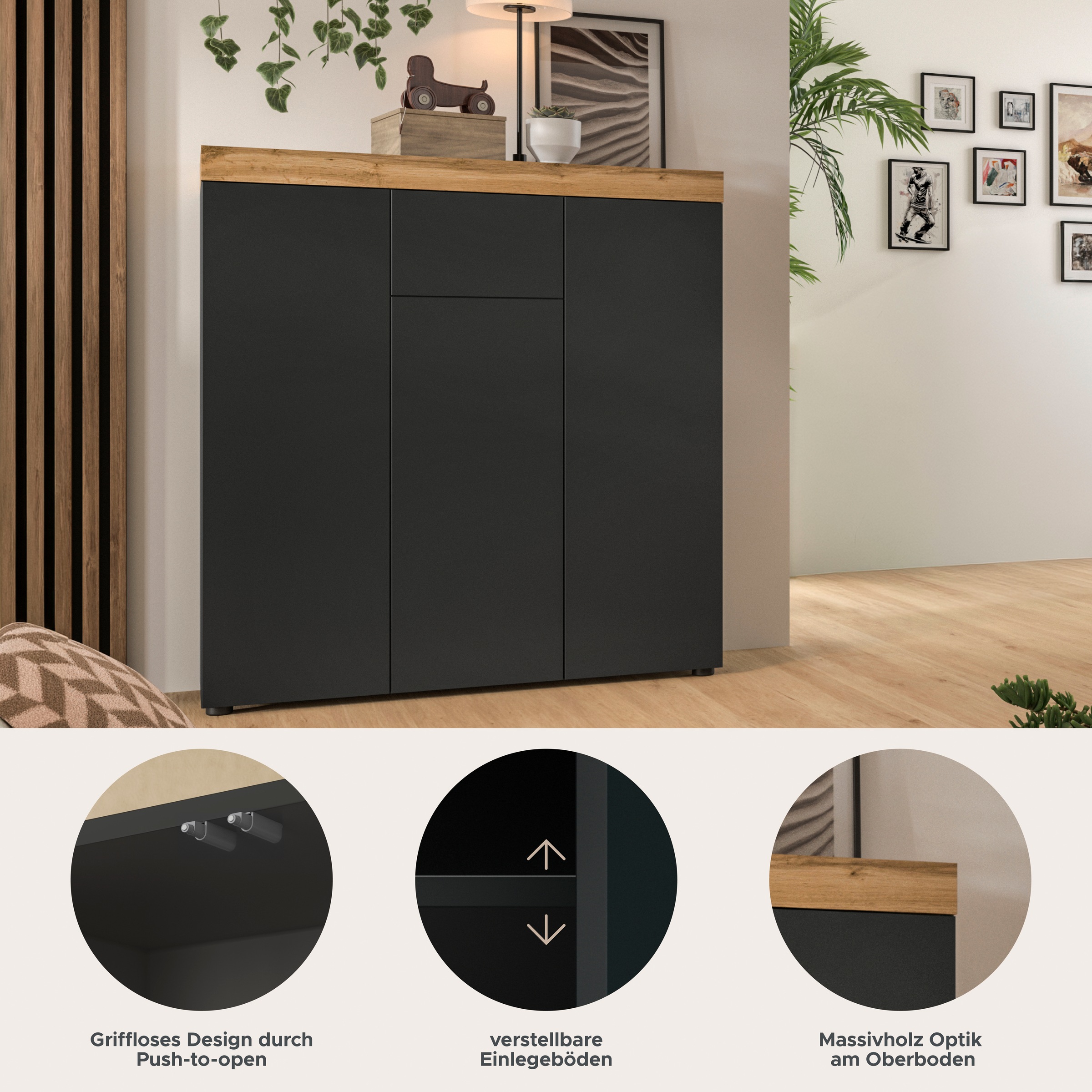 OTTO home Highboard »MAMBO« 2 farbige Ausführung, in verschiedenen Farben erhältlich, 1 Stk. tlg. Kommode, Sideboard, Wohnzimmer, Schlafzimmer
