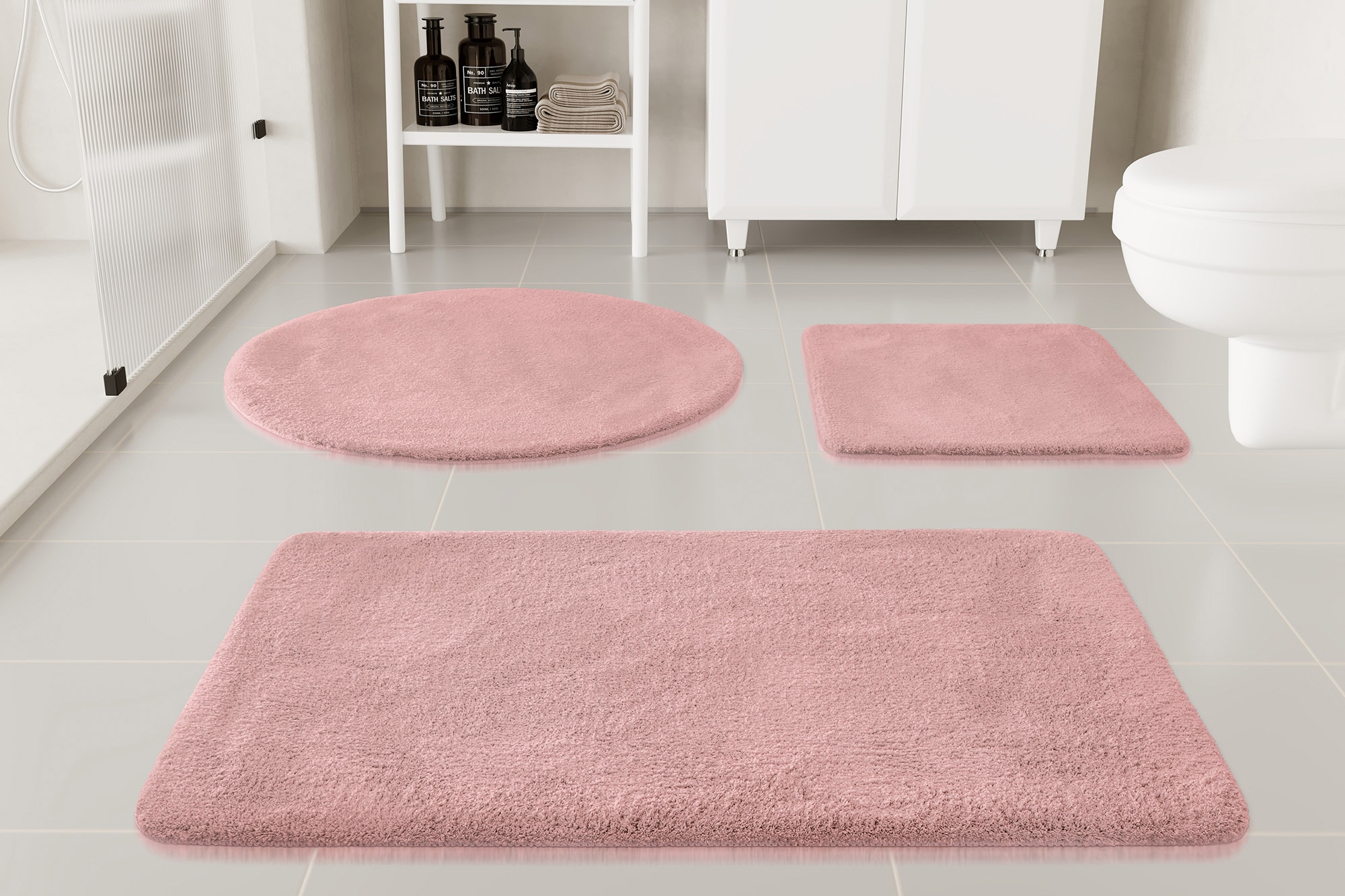 my home Badematte »Neele«, rutschhemmend beschichtet, schnell trocknend, Badteppich, getuftet, modern, Uni, antirutsch, flauschig, hochflor