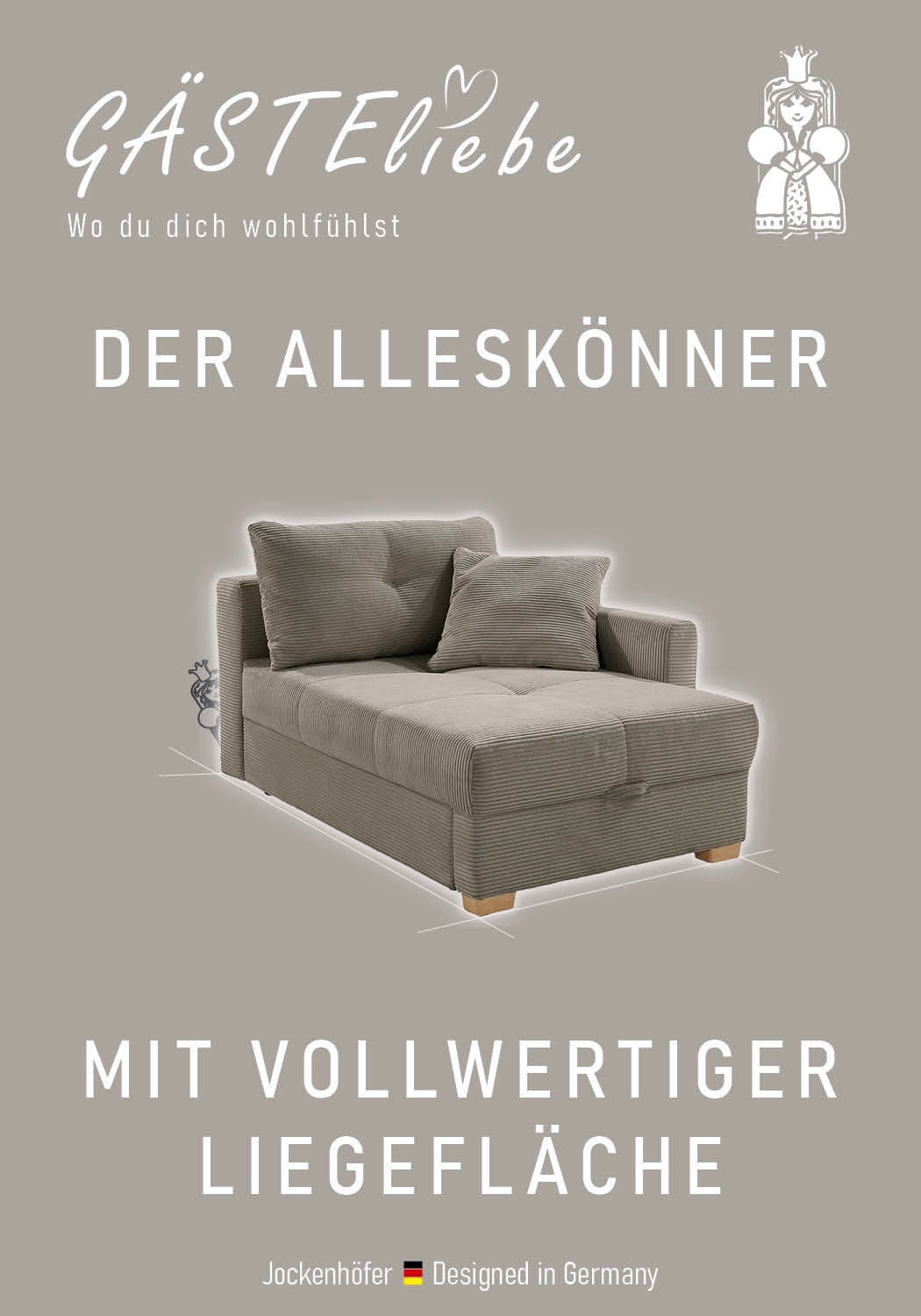 Jockenhöfer Gruppe Recamiere »Romeo, B: 164 cm, Liegefl: 90x210 cm, Schlaffunktion« Schlafsofa mit Bettfunktion, Bettkasten & Kissen, Federkern