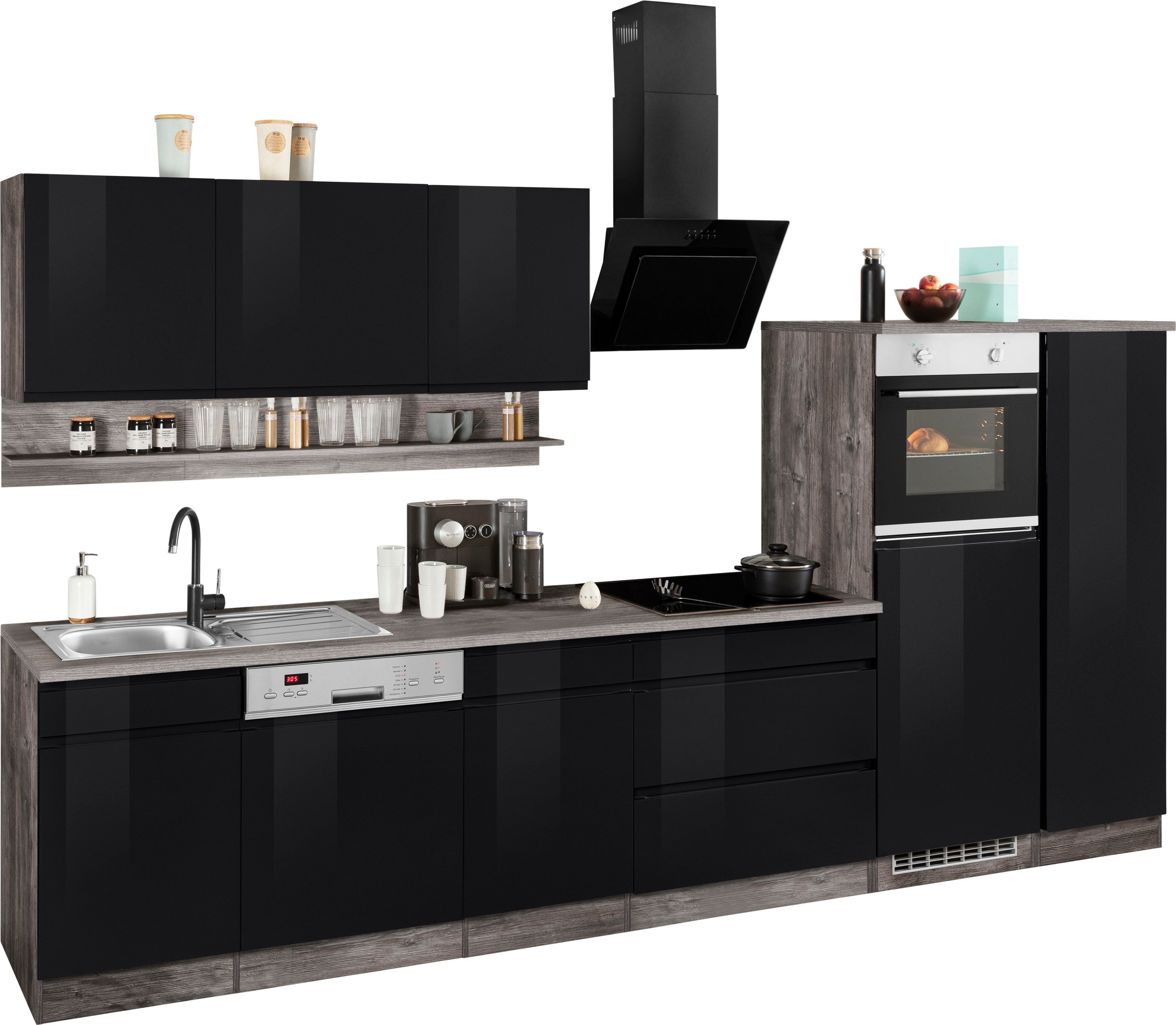 KOCHSTATION Küchenzeile »KS-Virginia« Breite 350 cm, mit Glaskeramik-oder I günstig online kaufen