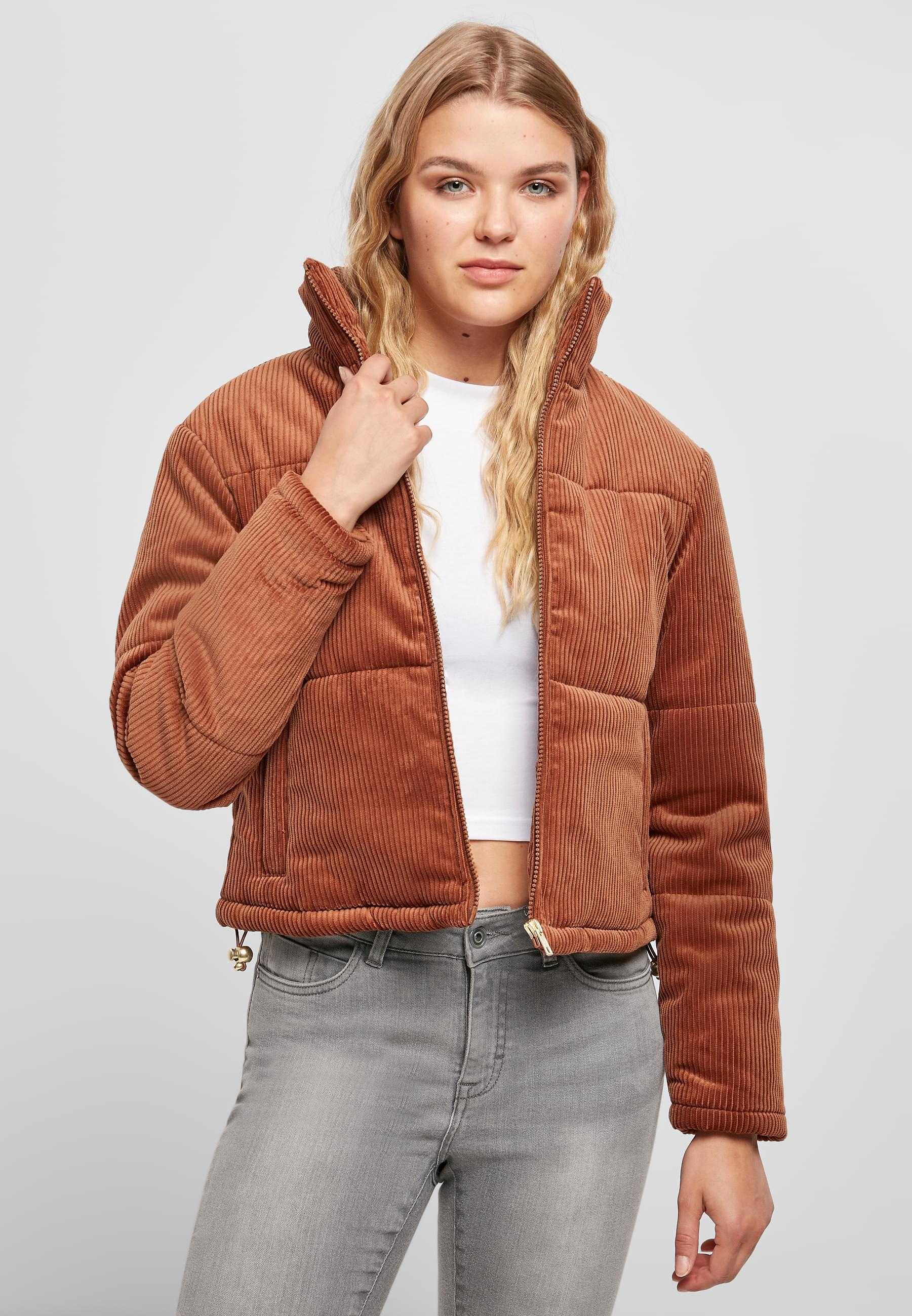 URBAN CLASSICS Winterjacke »Urban Classics Damen Ladies Corduroy Puffer Jacket« 1 Stk. tlg. ohne Kapuze