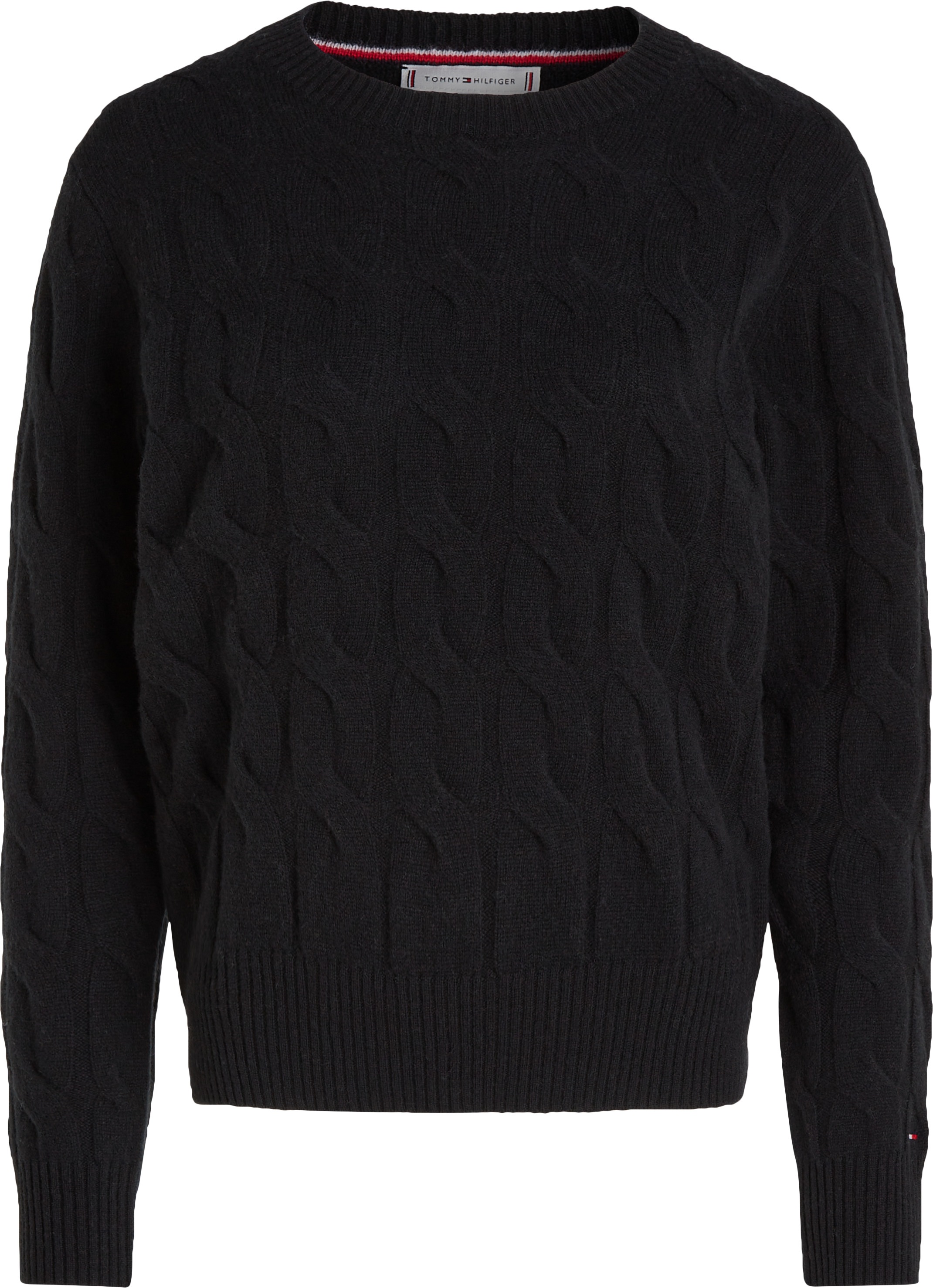Tommy Hilfiger Strickpullover »SOFT WOOL CABLE C-NK«, mit Zopfmuster, aus reiner Wolle