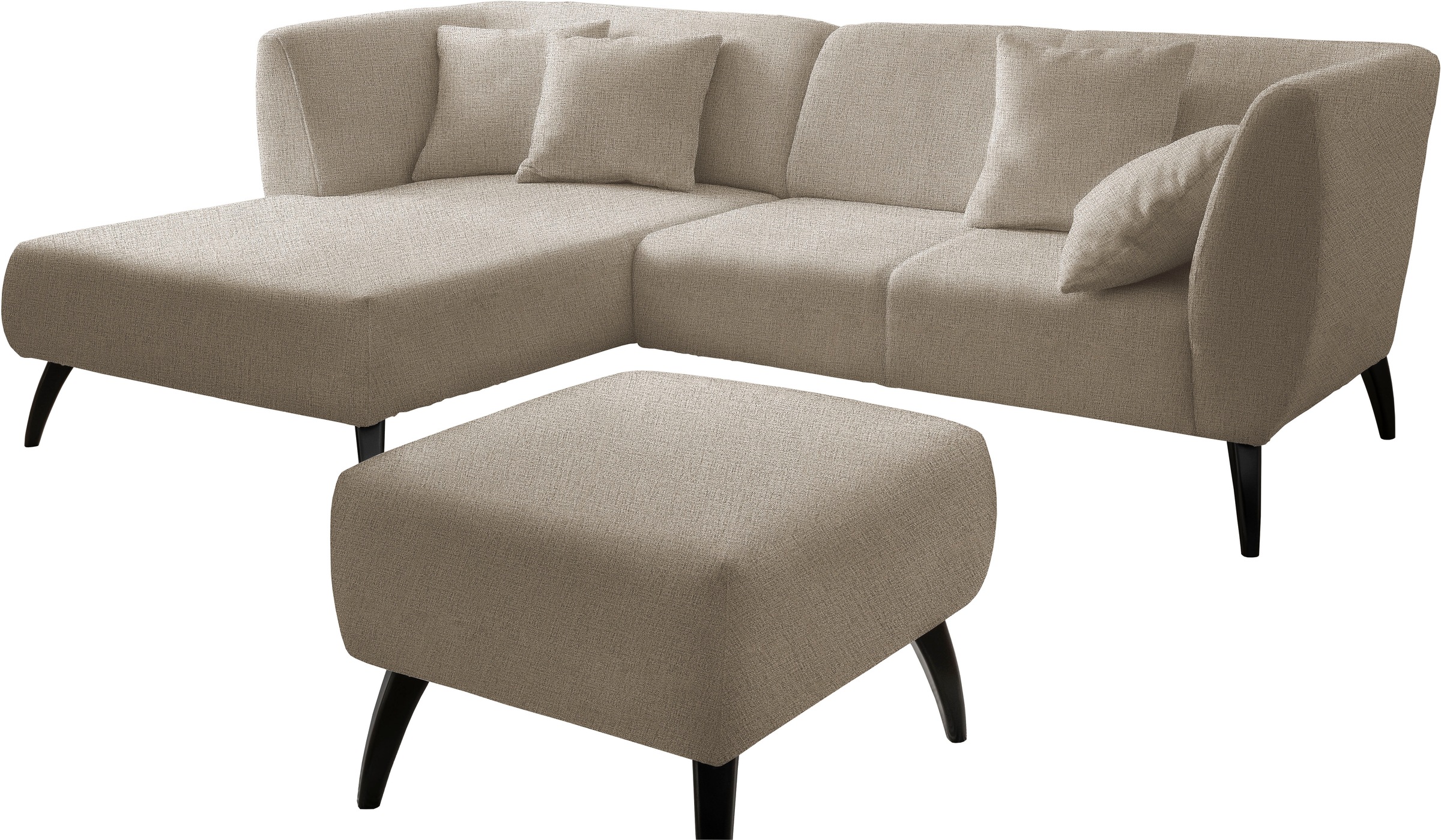 INOSIGN Ecksofa »Colori L-Form«, Holzfußfarbe wählbar, inkl. 4x Zierkissen günstig online kaufen