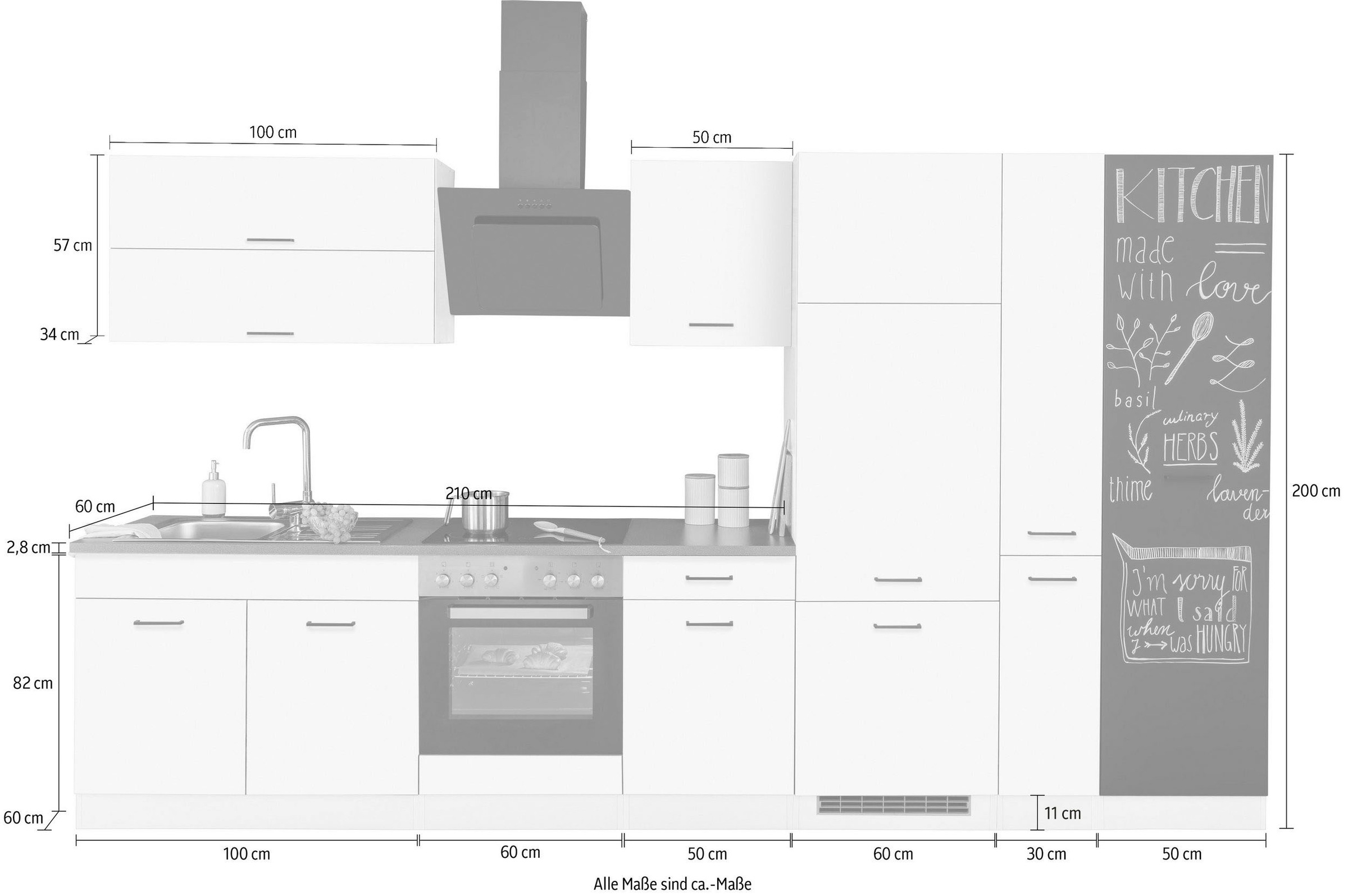 KOCHSTATION Küchenzeile »KS-Trier«, mit E-Geräten, Breite 350 cm