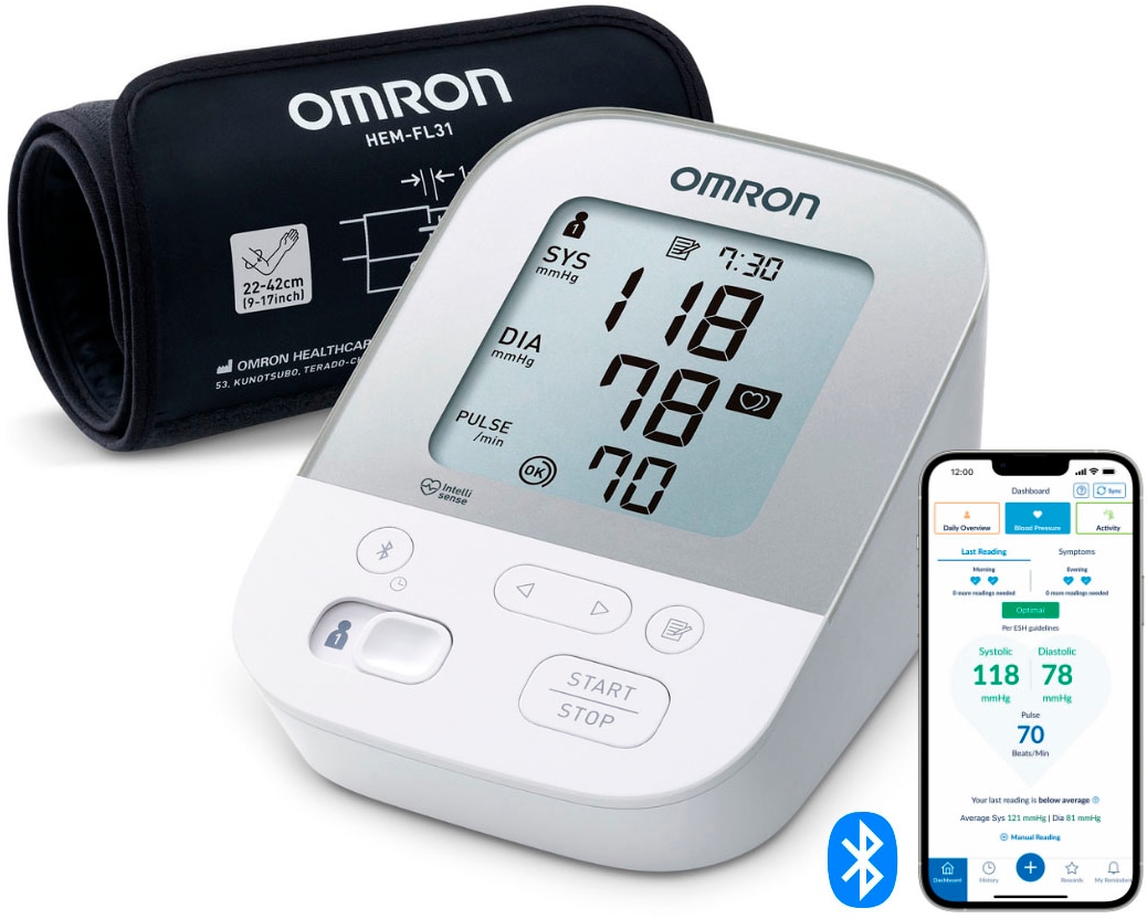 Omron Oberarm-Blutdruckmessgerät »X4 Smart«, mit Bluetooth und Intelli Wrap Manschette
