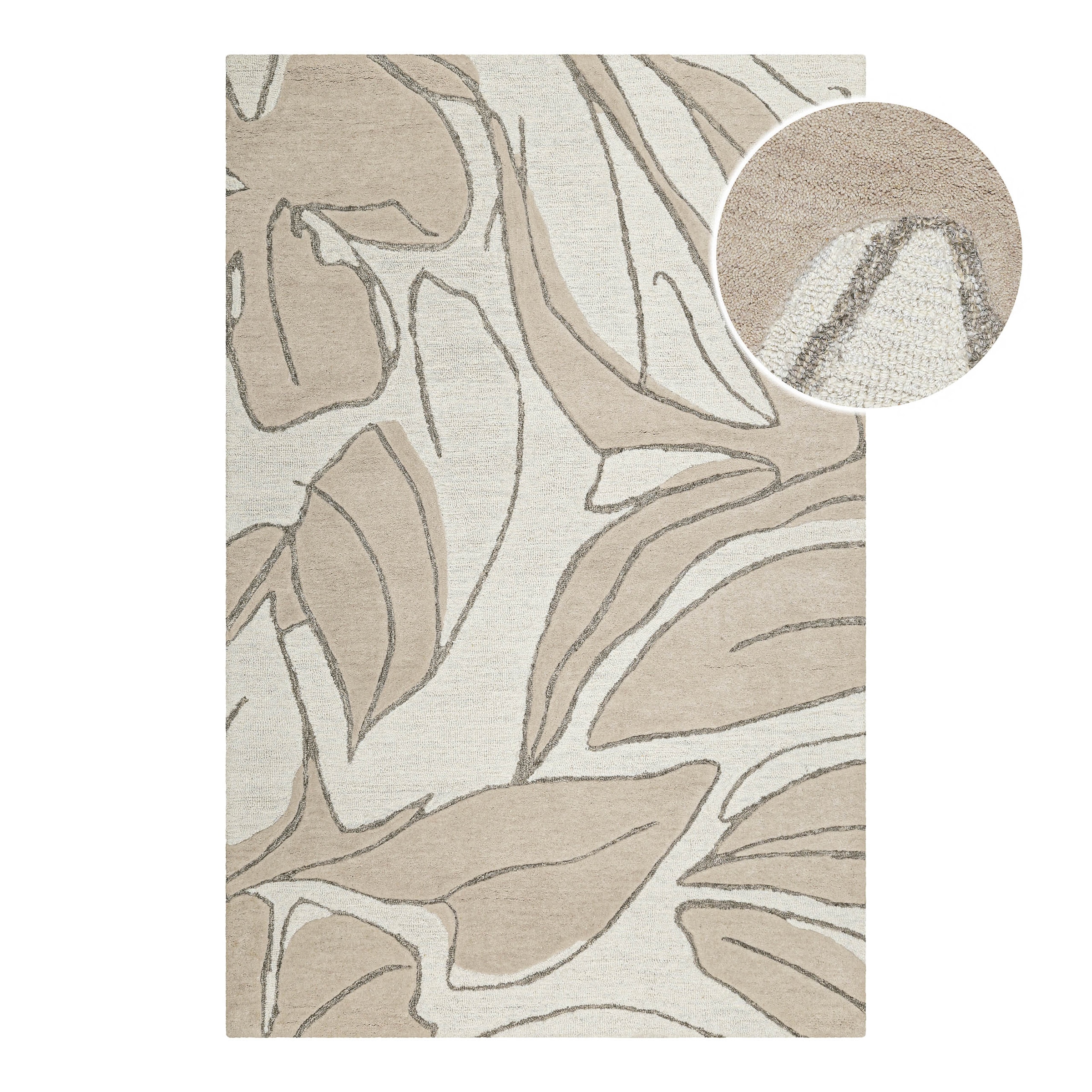 Wecon home Teppich »Tunia«, rechteckig, 10 mm Höhe, handgefertigt, floral, pflegeleicht, Wolle, Wohnzimmer, Schlafzimmer