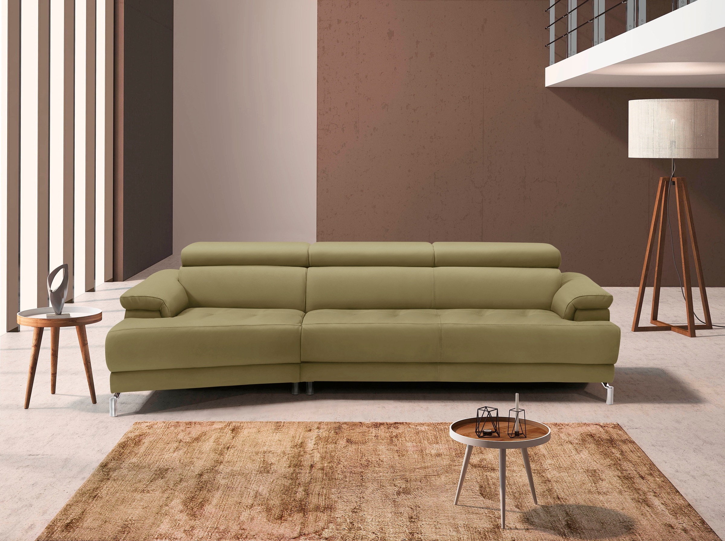 Egoitaliano Ecksofa »Soul, extravagantes Designsofa, Megasofa, super bequem, tolle Details«, mit Trapez-Abschlußelement, inkl verstellbarer Kopfteile