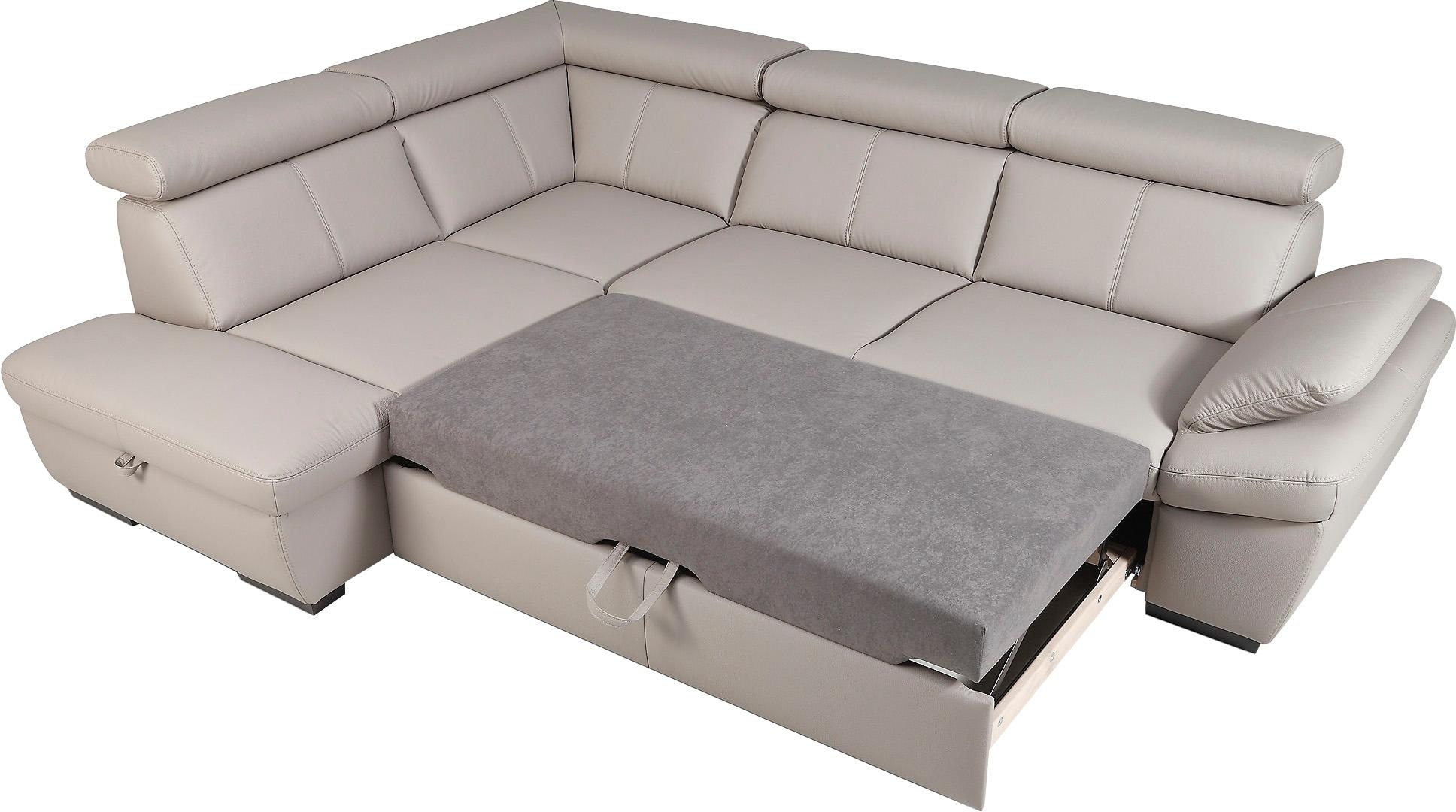 exxpo - sofa fashion Ecksofa »Salerno, klassisch modernes Funktionssofa, hoher Sitzkomfort, L-Form«, inkl. Kopf- und Armteilverstellung, wahlweise mit Bettfunktion