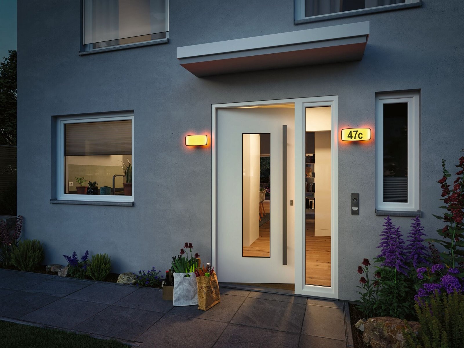 Paulmann LED Außen-Wandleuchte »Hausnummernleuchte IP44276x73mm 6,5W 430lm 230V Anthrazit Kunststoff«, 1 flammig, Smart Home Zigbee 3.0 Dämmerungssensor Tunable Warmwhite