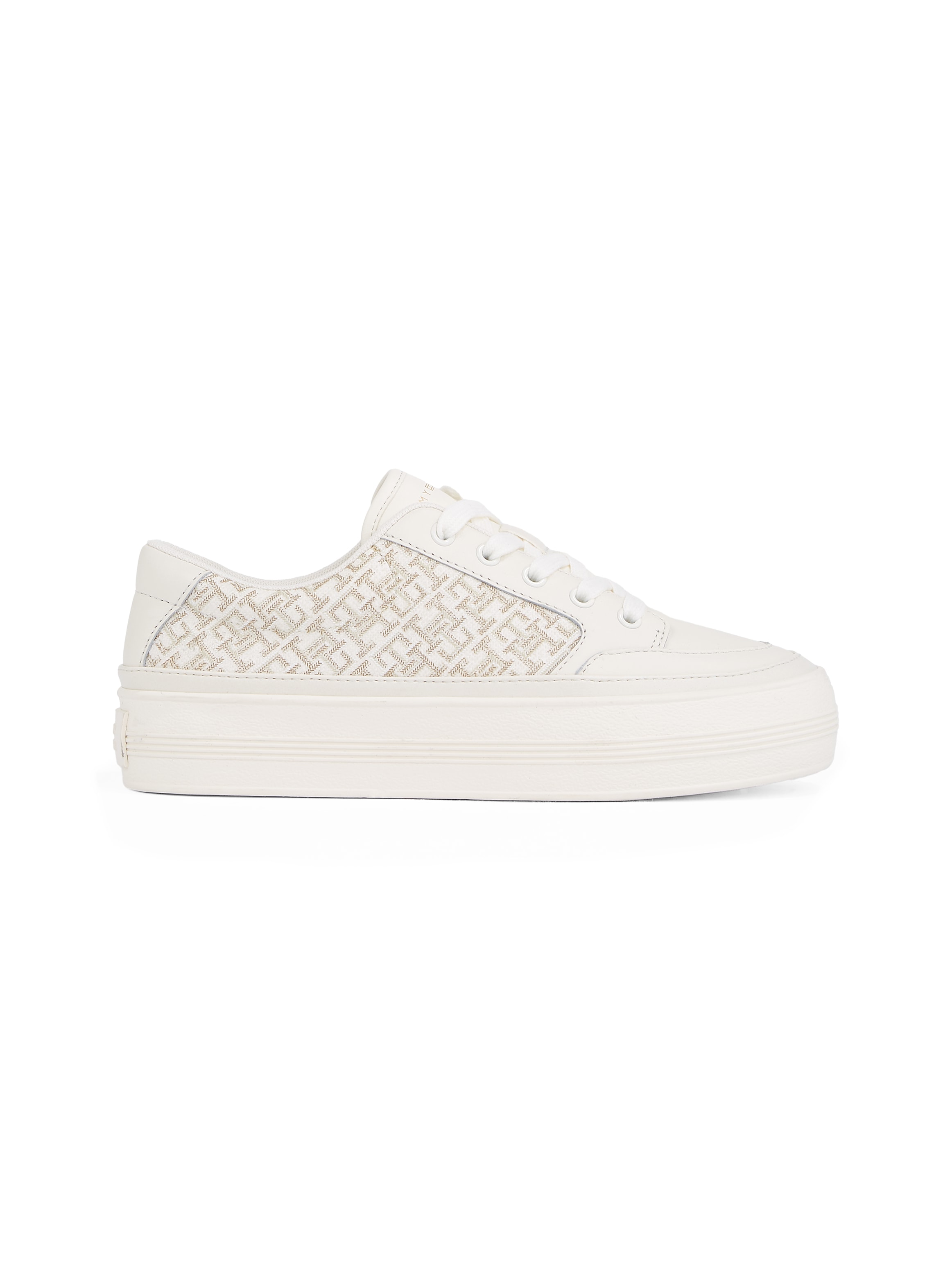 Tommy Hilfiger Plateausneaker »VULC LEATHER SNEAKER MONOGRAM«, Freizeitschuh, Halbschuh, Schnürschuh mit Allover-Logoprint