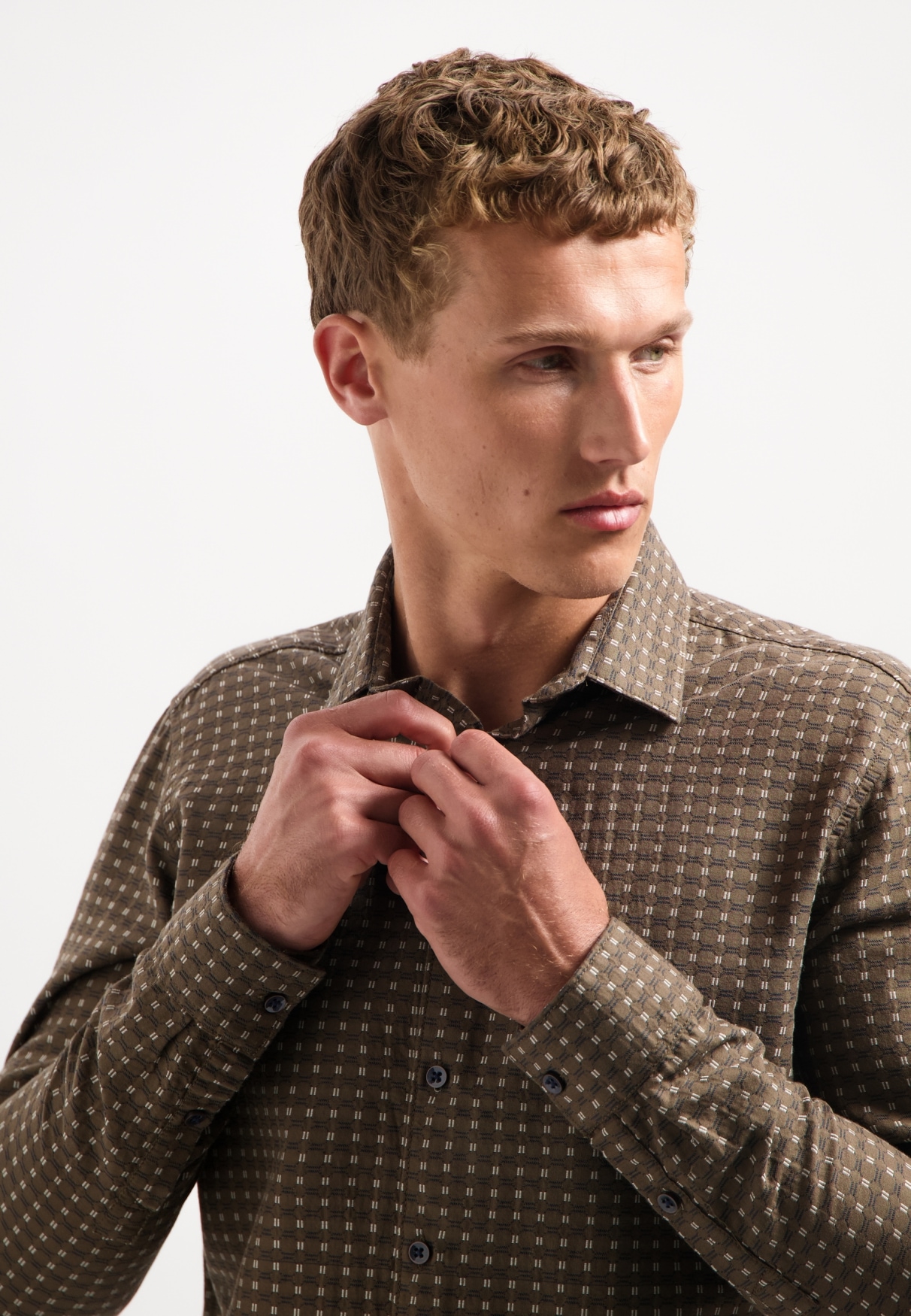 NO EXCESS Langarmhemd »No Excess Gewebtes Jacquard-Hemd«