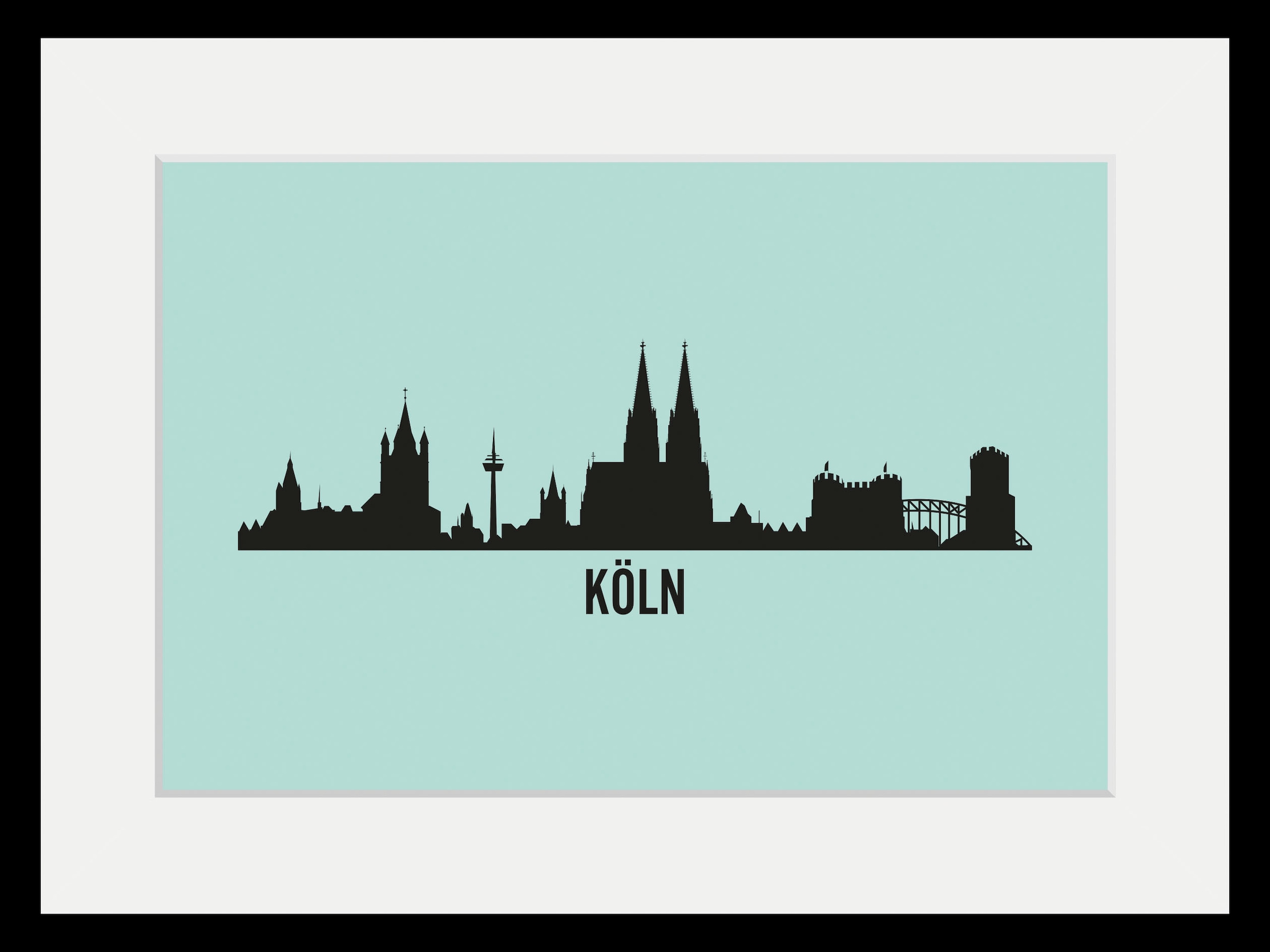 queence Bild »Köln Skyline«, Städte-Stadt-Deutschland-Köln-Kirche-Gebäude, (1 St.), HD Premium Poster-Druck inkl. Holzrahmen