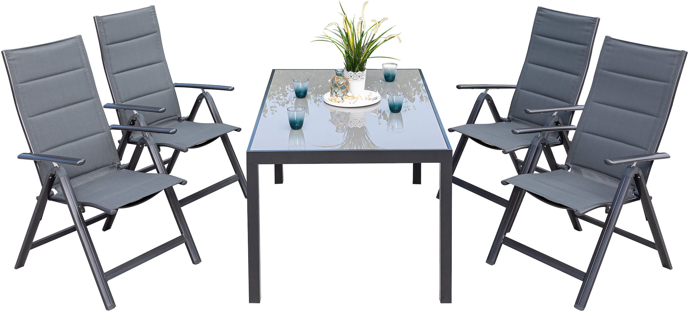 MERXX Garten-Essgruppe »Taviano« Set, 5 Stk. tlg. 4 Klappsessel, 5-fach ver günstig online kaufen