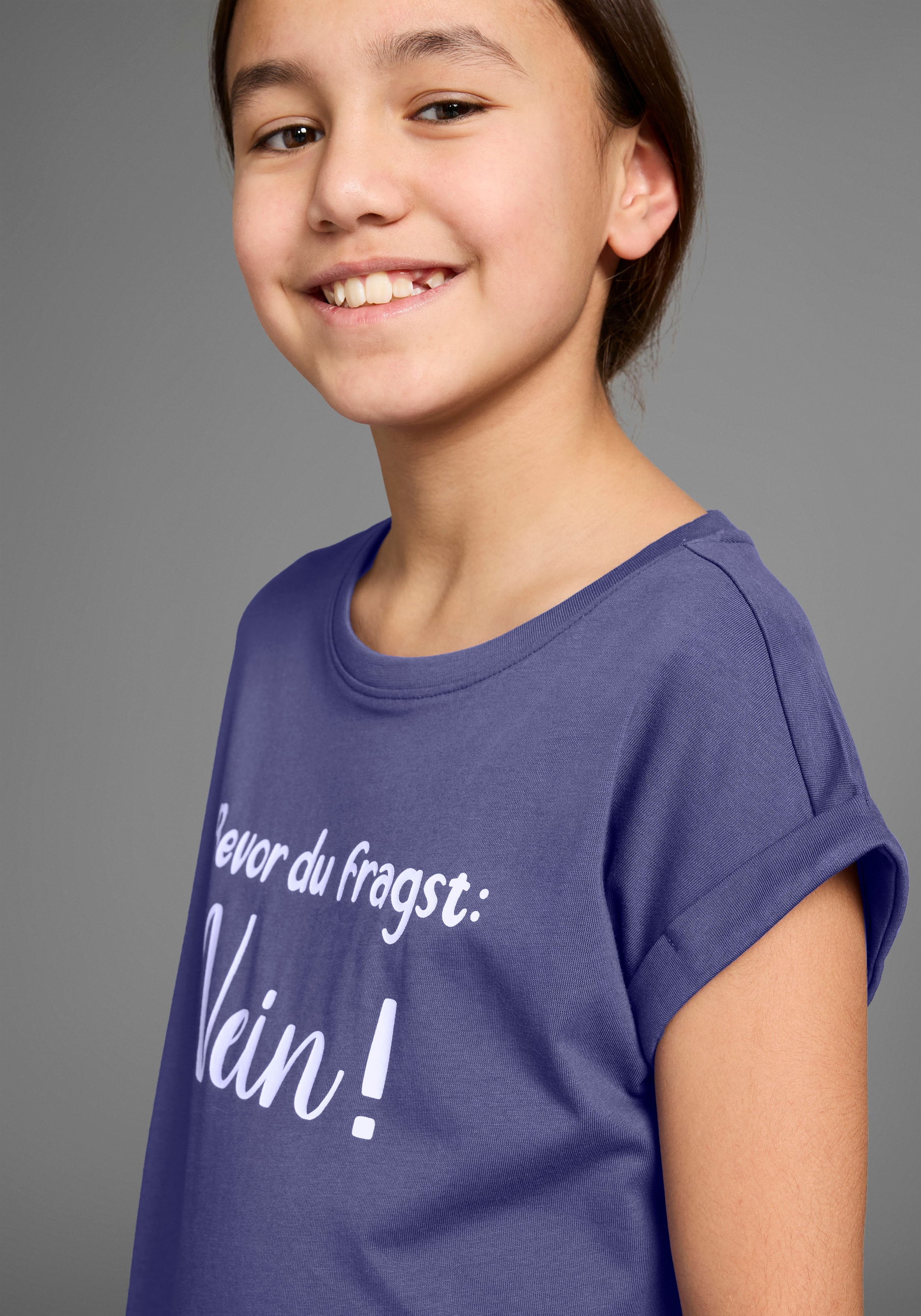 KIDSWORLD T-Shirt »Bevor Du fragst:  NEIN!«, Kurzarm, mit Print, Rundhalsausschnitt