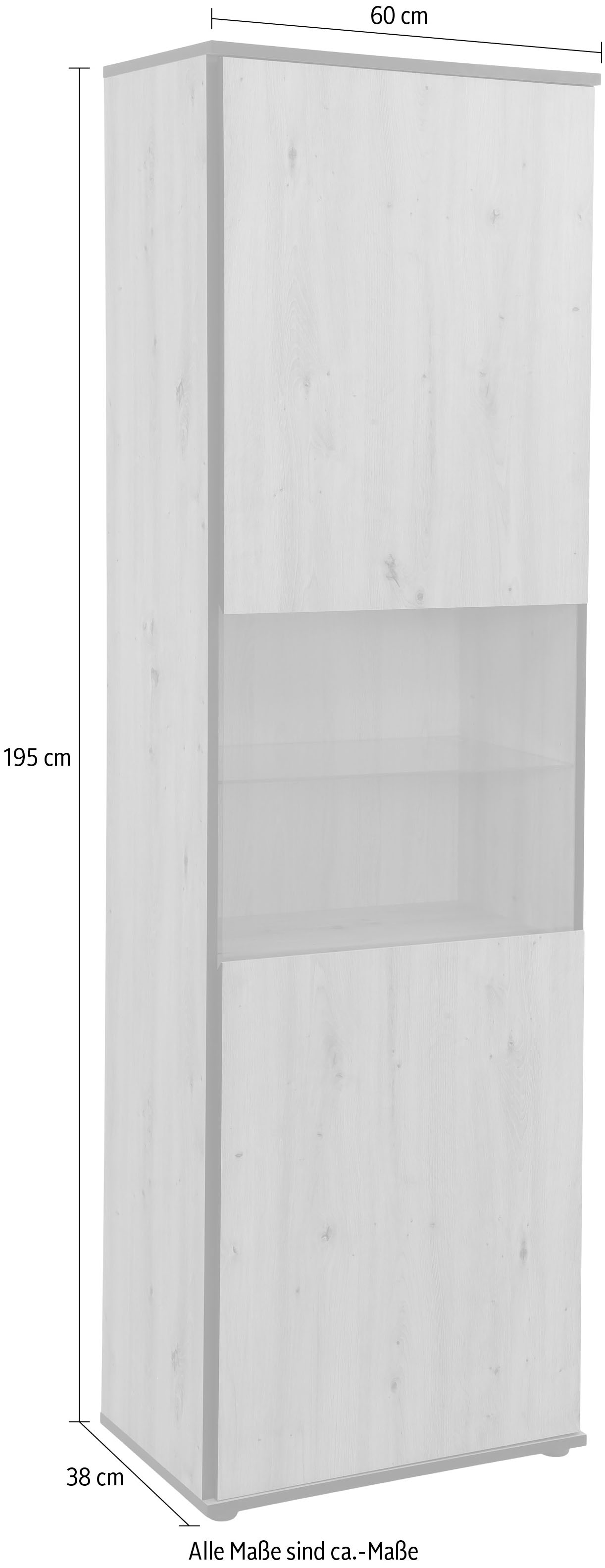 HELA Vitrine »Ariana«, mit angeschrägten Griffmulden, Höhe 195 cm