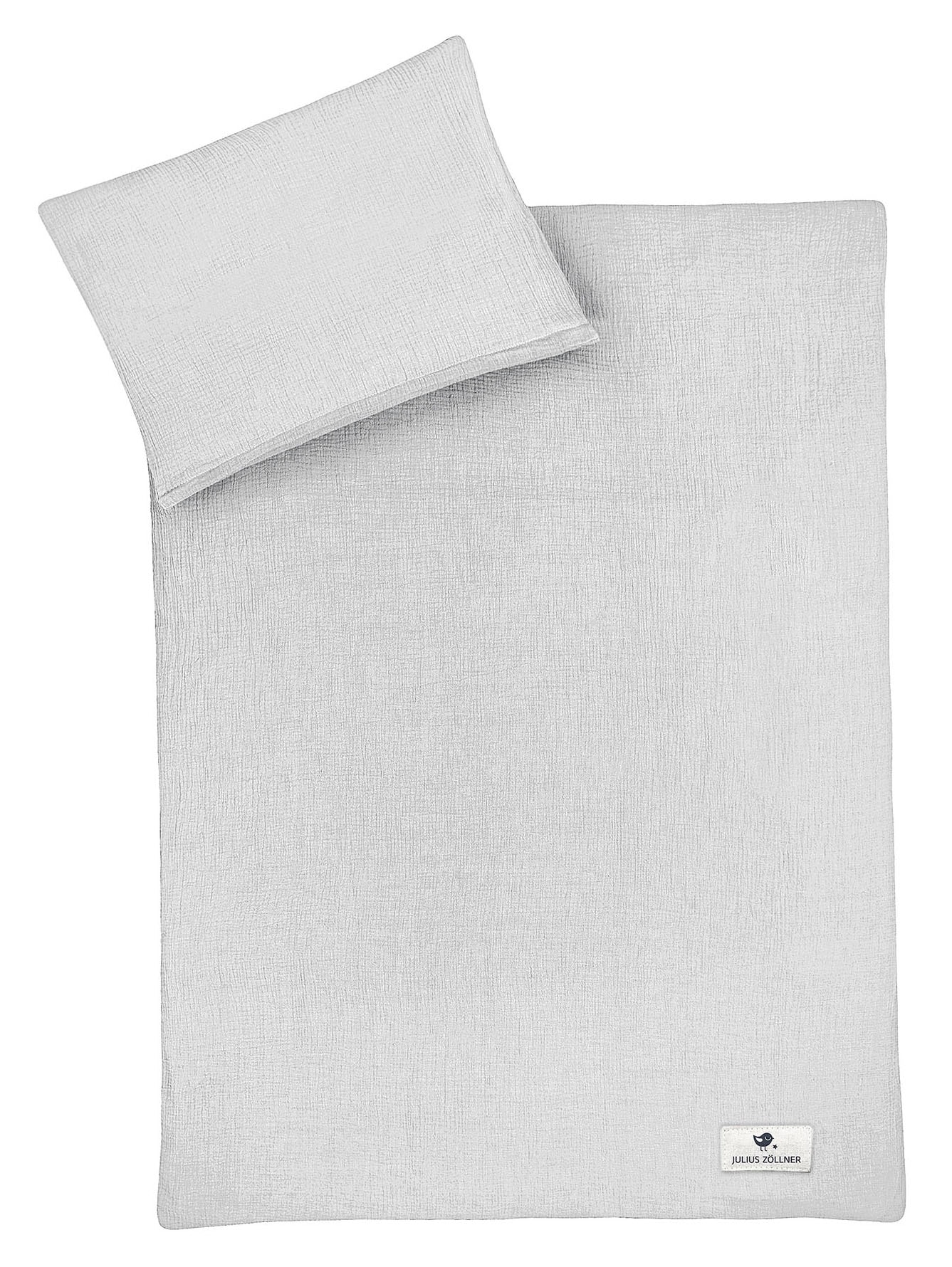 Kinderbettwäsche JULIUS ZÖLLNER Baby- und Kinderbettwäsche aus 100% Musselin, grau, B/L: 100cm x 135cm, 1 Stk., 1 Stk., Musselin, B/L: 40cm x 60cm, 2 Stk.