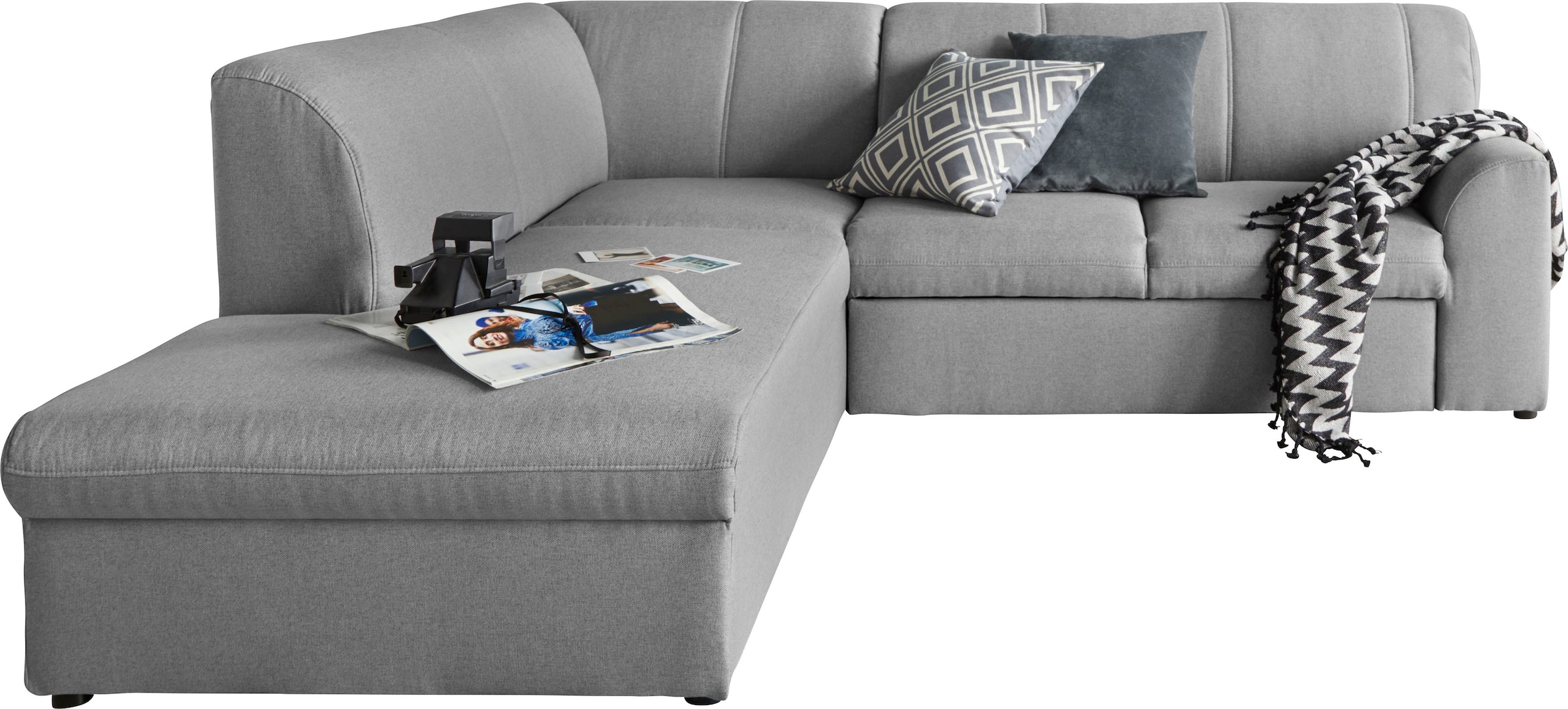 DOMO collection Ecksofa »Topper zeitlos elegant, kompakte Stellmaße, OTTOs Choice, L-Form«, mit Ottomane, wahlweise mit Schlaffunktion