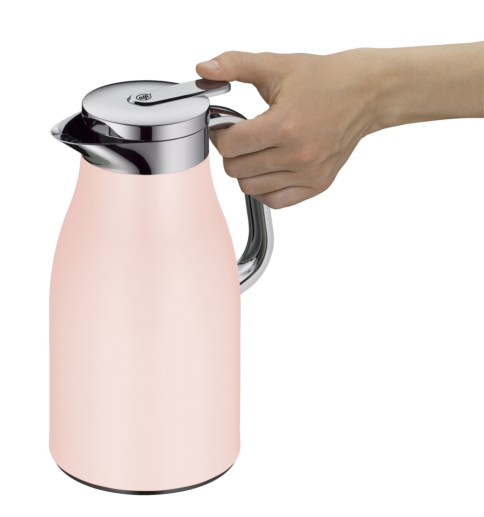 Alfi Isolierkanne »SKYLINE, mit Hartglaseinsatz und ergonomischem Griff«, 1 l, (1 St.), 12h heiß & 24h kalt, Drehverschluss mit bequemem Druckknopf