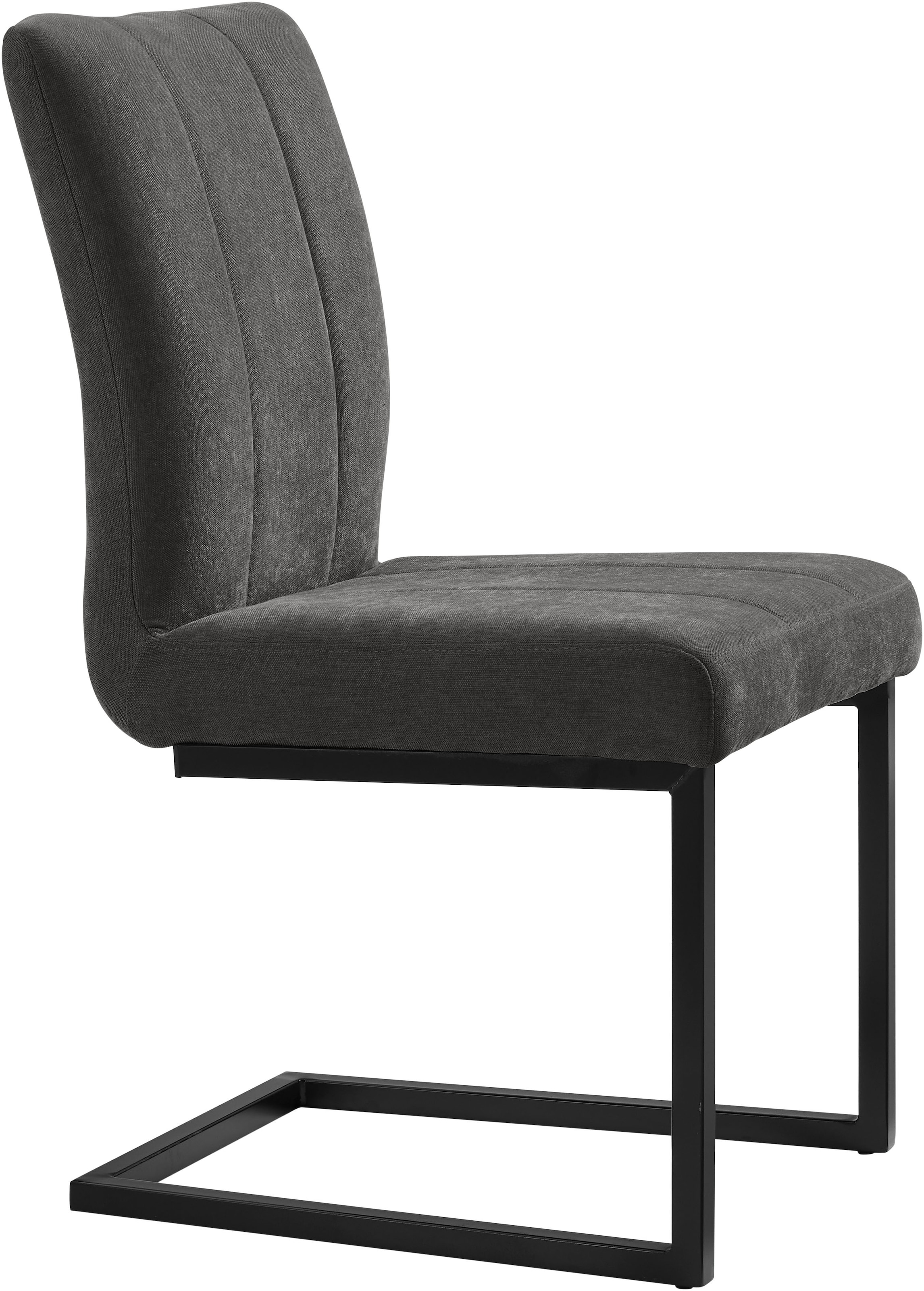 OTTO home Freischwinger »Hennia« (Set) 2 Stk.mit weichem Chenillebezug, Ziernähten, schwarzes Metallgestell