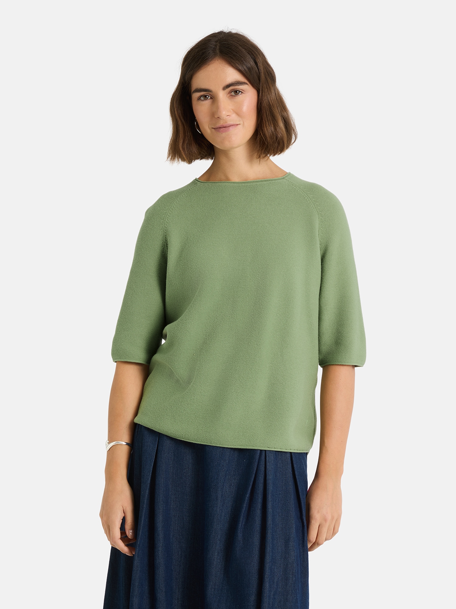 Lieblingsstück Kurzarmpullover »KleraEP« Halbarm mit Rundhals, unifarben