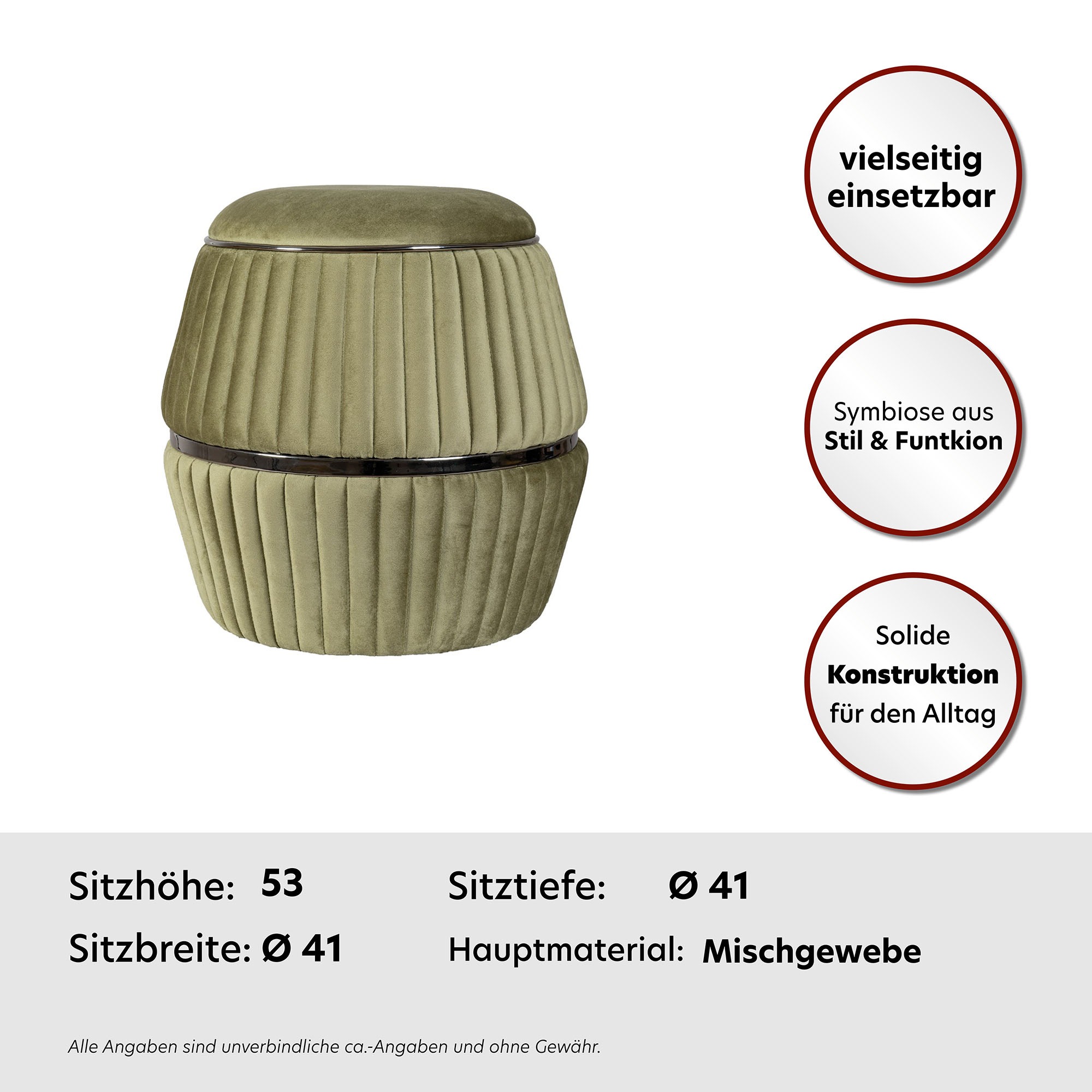 Kayoom Sitzhocker »Hocker Doric, trendiger Look, ästhetische Farbgebung, schöne Steppung«, (1 St.), komfortabel, hochqualitativ, pflegeleicht, in vielen Räumen zuhause