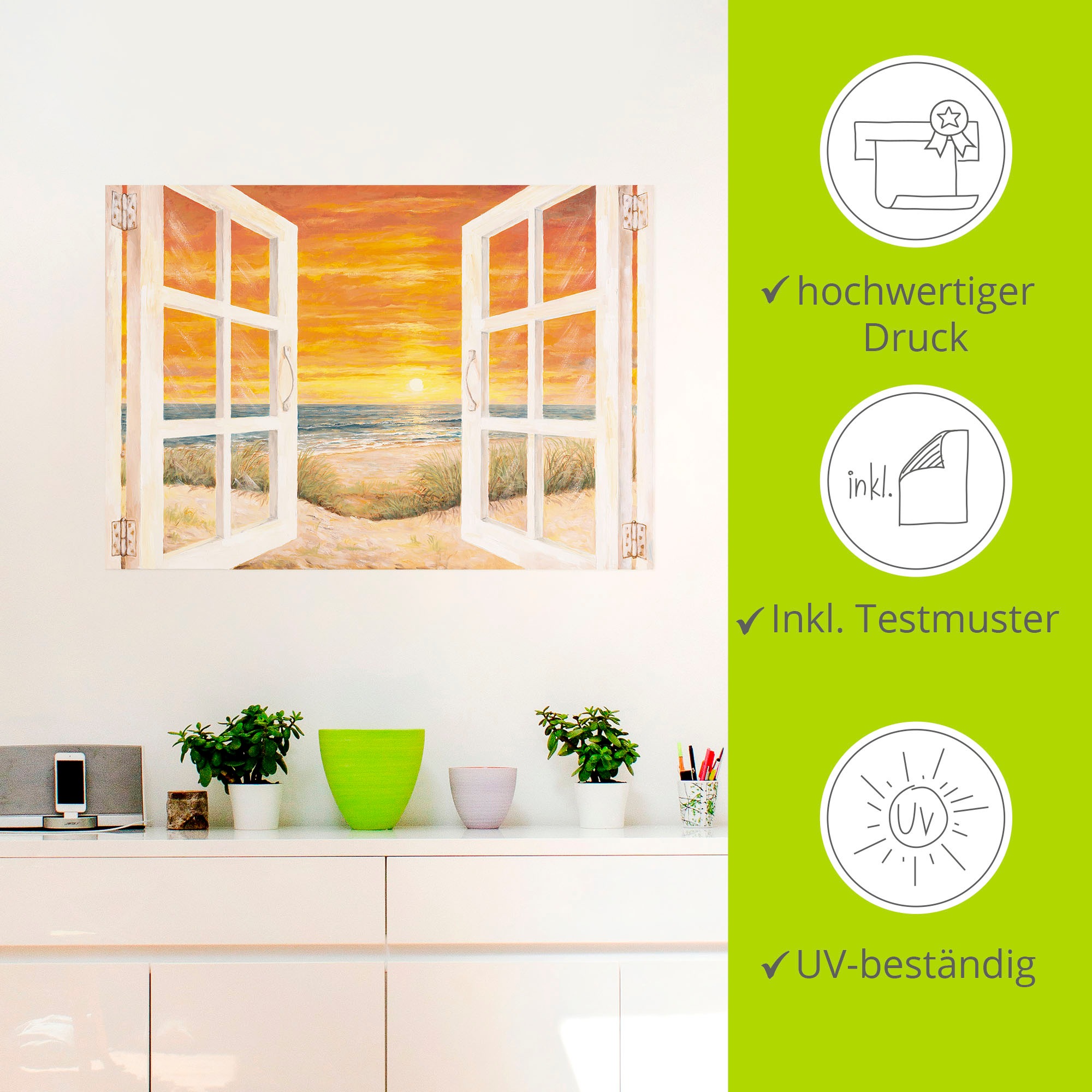 Artland Wandbild »Fenster zum Meer«, Meer Bilder, (1 St.), als Alubild, Outdoorbild, Leinwandbild, Wandaufkleber, versch. Größen