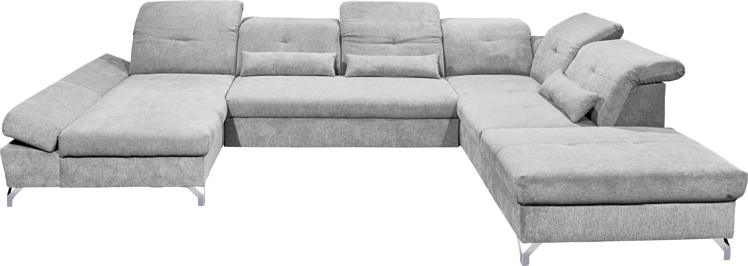 ED EXCITING DESIGN Wohnlandschaft »Melfi U-Form mit Bettfunktion, Bettkasten«, Arm- & Kopfteilverstellung & 3 Nierenkissen