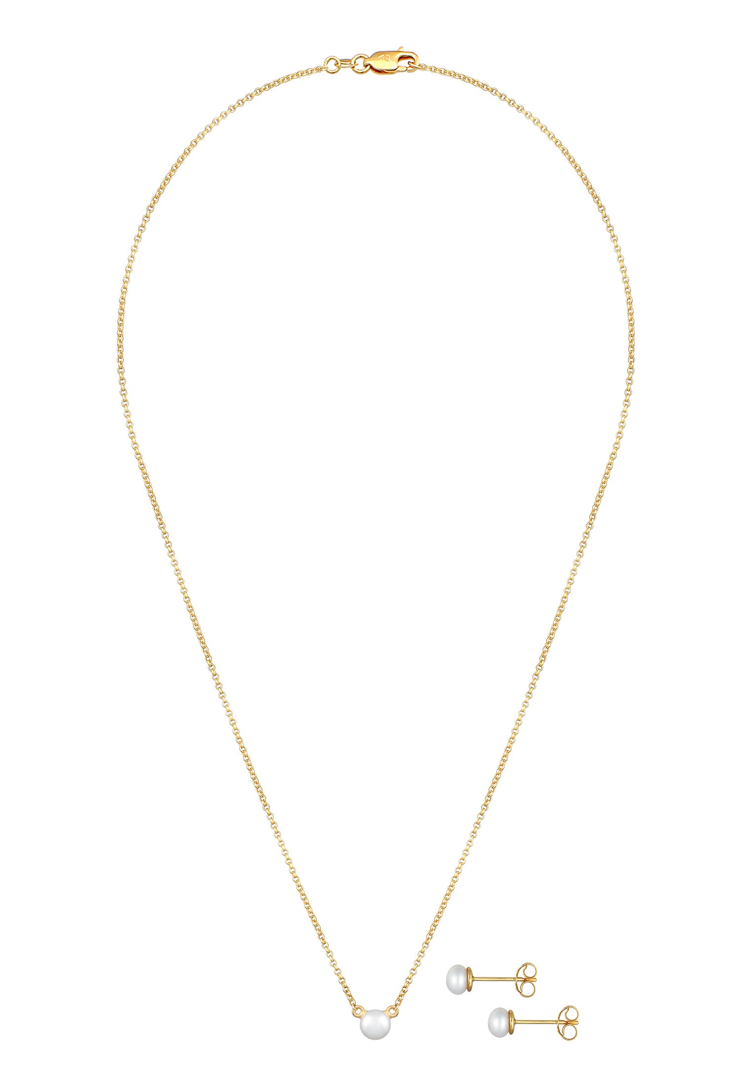 Elli Premium Schmuckset »Süßwasserzuchtperlen 375 Gelbgold«