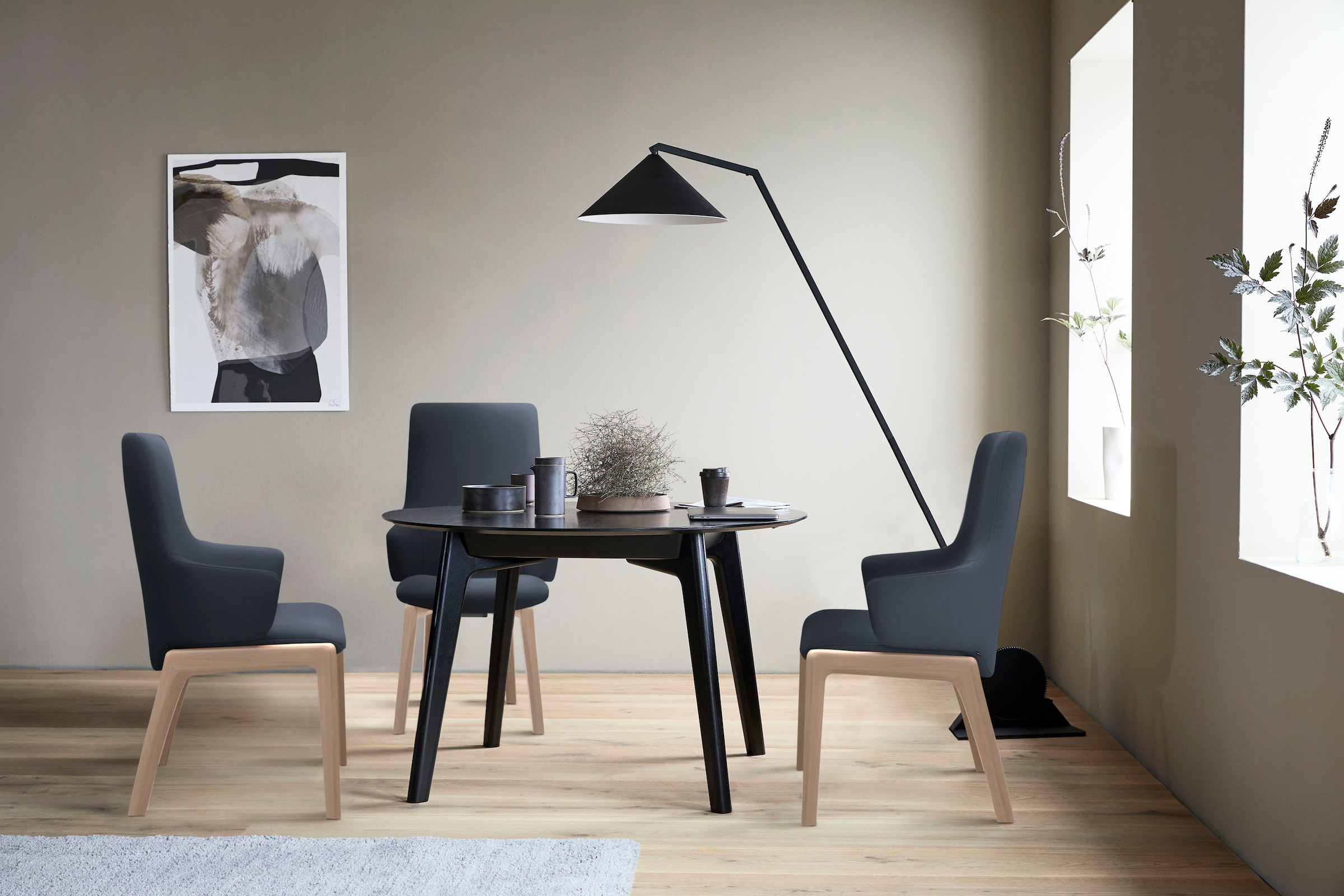 Stressless® Polsterstuhl »Laurel«, Leder PALOMA, High Back mit Armlehne, Größe L, mit abgerundeten Beinen in Schwarz