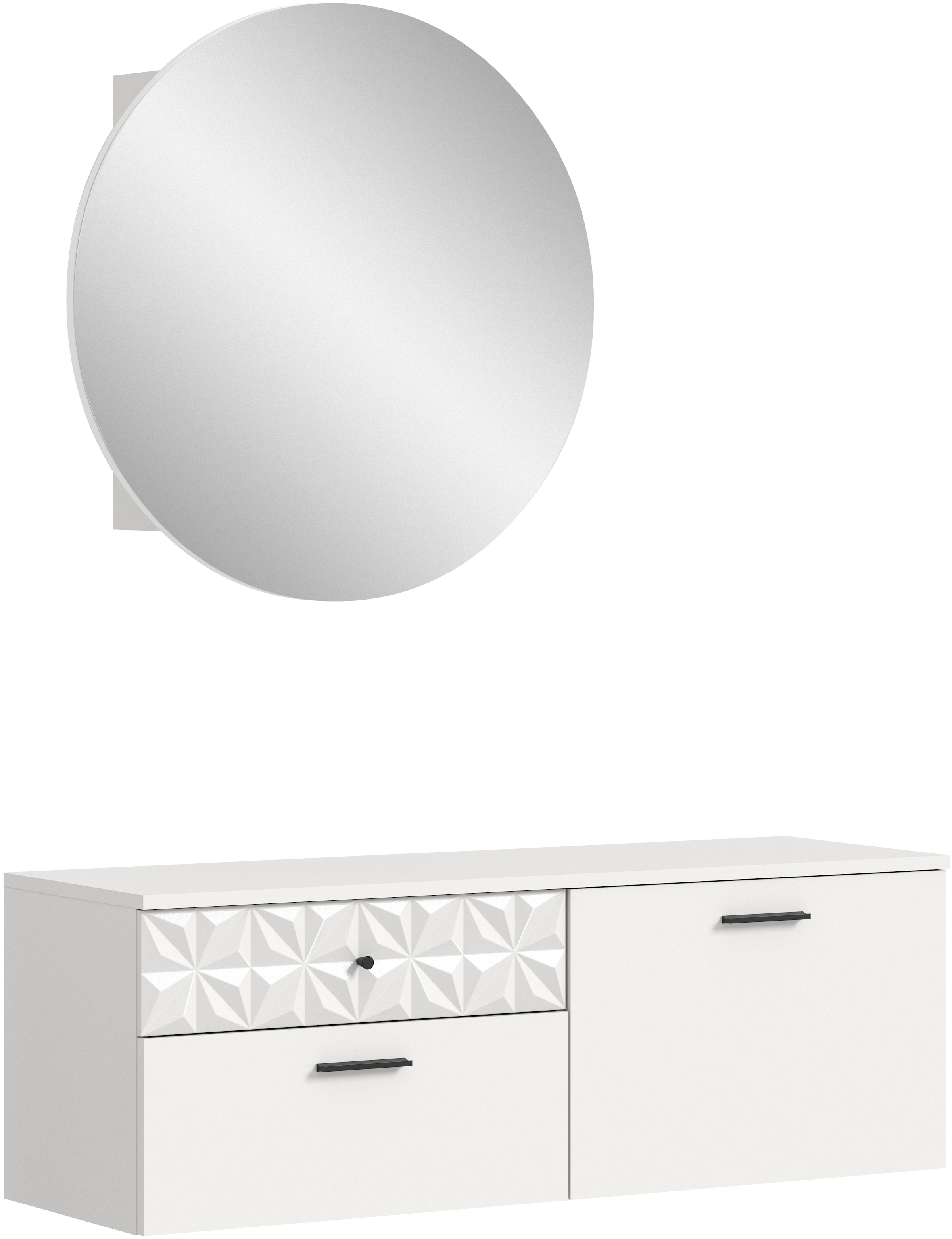 INOSIGN Garderoben-Set »VICENZA, 2-tlg., mit foraler Ornamentabsetzung in der Front«, (2 St.), best. aus.: Schuhschrank und Spiegelschrank