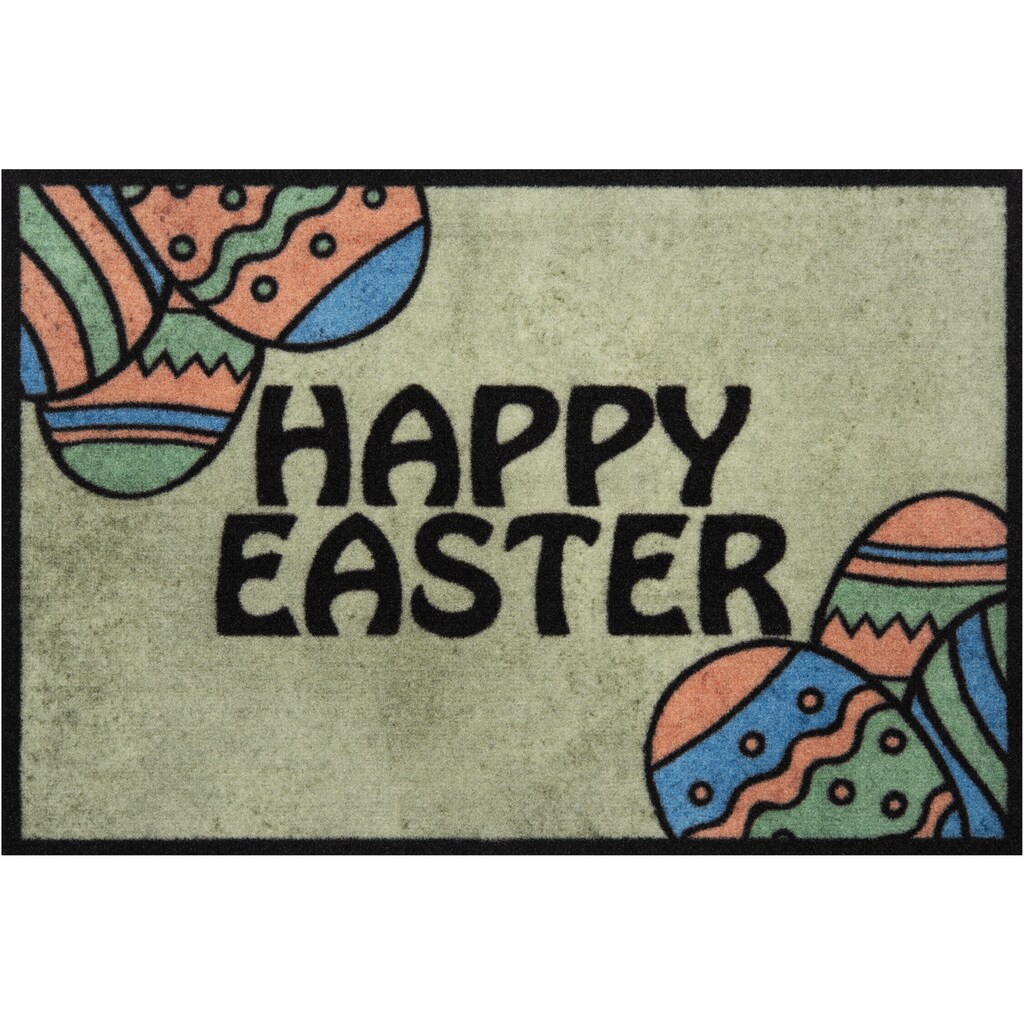 HANSE Home Fußmatte »Happy Easter«, rechteckig, mit Spruch, Frohe Ostern, waschbar, Robust, Pflegeleicht, Rutschfest