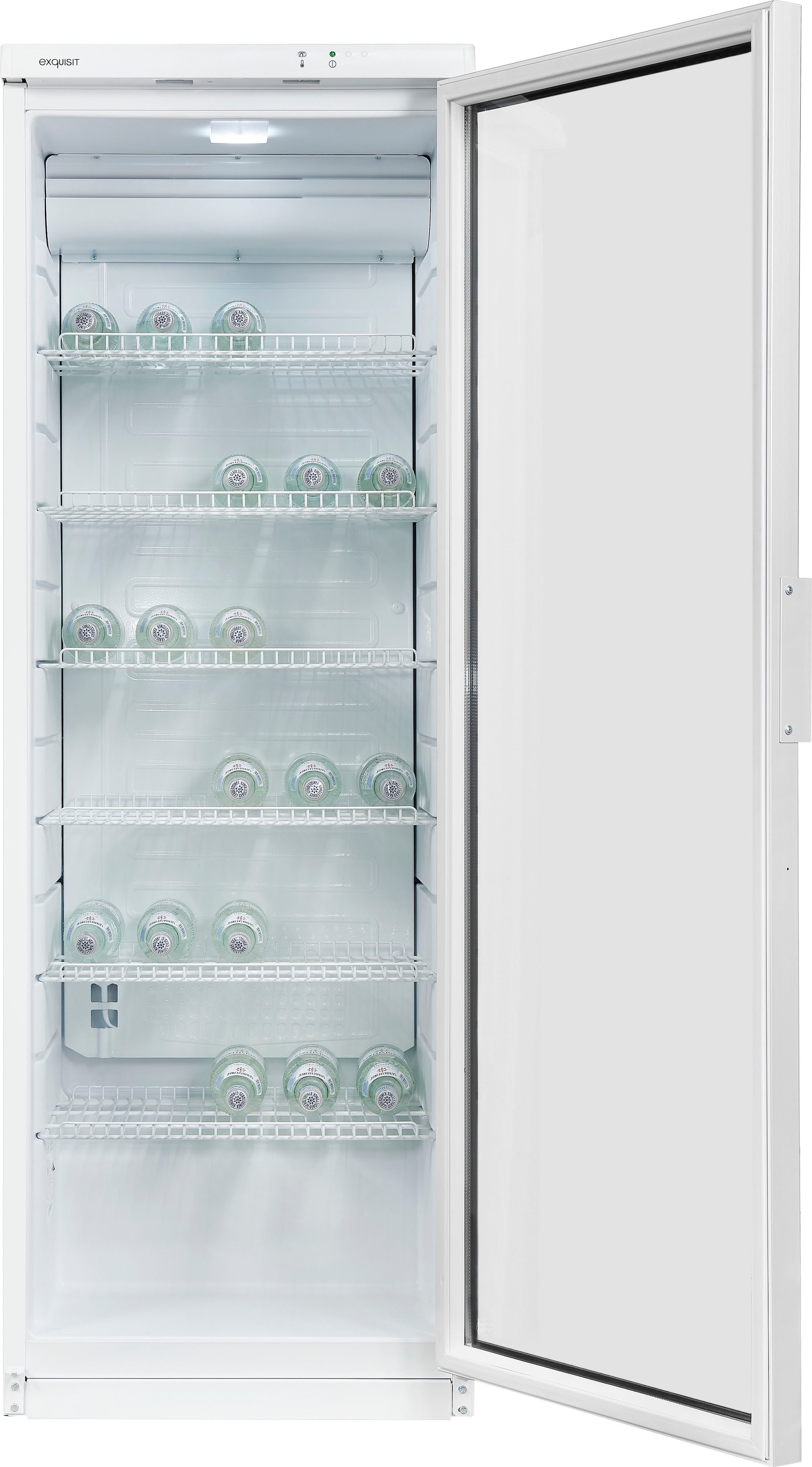 exquisit Getränkekühlschrank »GKS350-1-GT-280D«, GKS350-1-GT-280D weiss, 173 cm hoch, 60 cm breit, 320 L Volumen, Getränkekühlschrank mit Glastür, LED