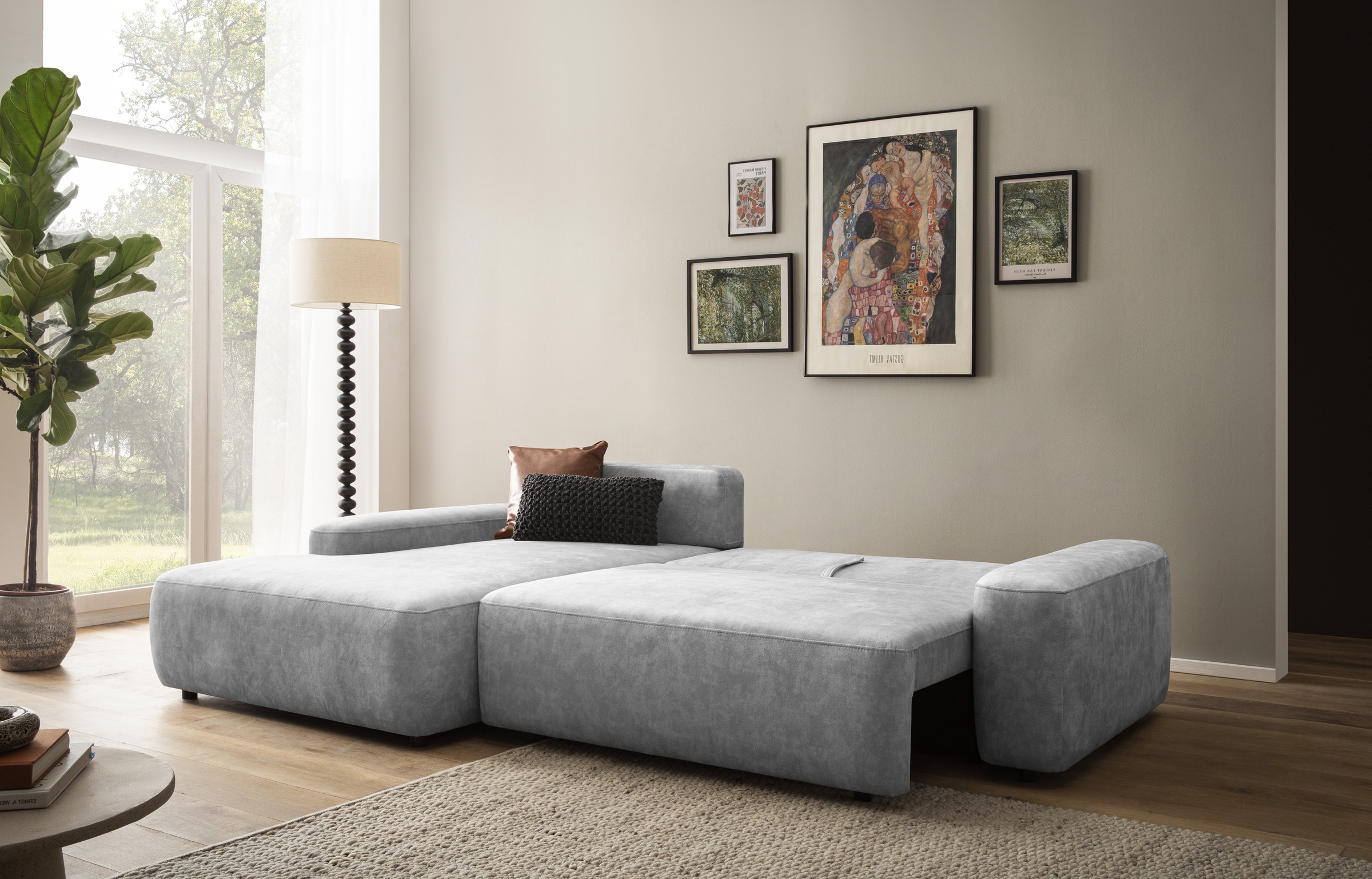 INOSIGN Ecksofa »TORGE (264cm), Schlafsofa in Cord, Samtvelours o Struktur fein, L-Form«, Schlaffunktion, Bettkasten, Liegefläche: 125/210 cm