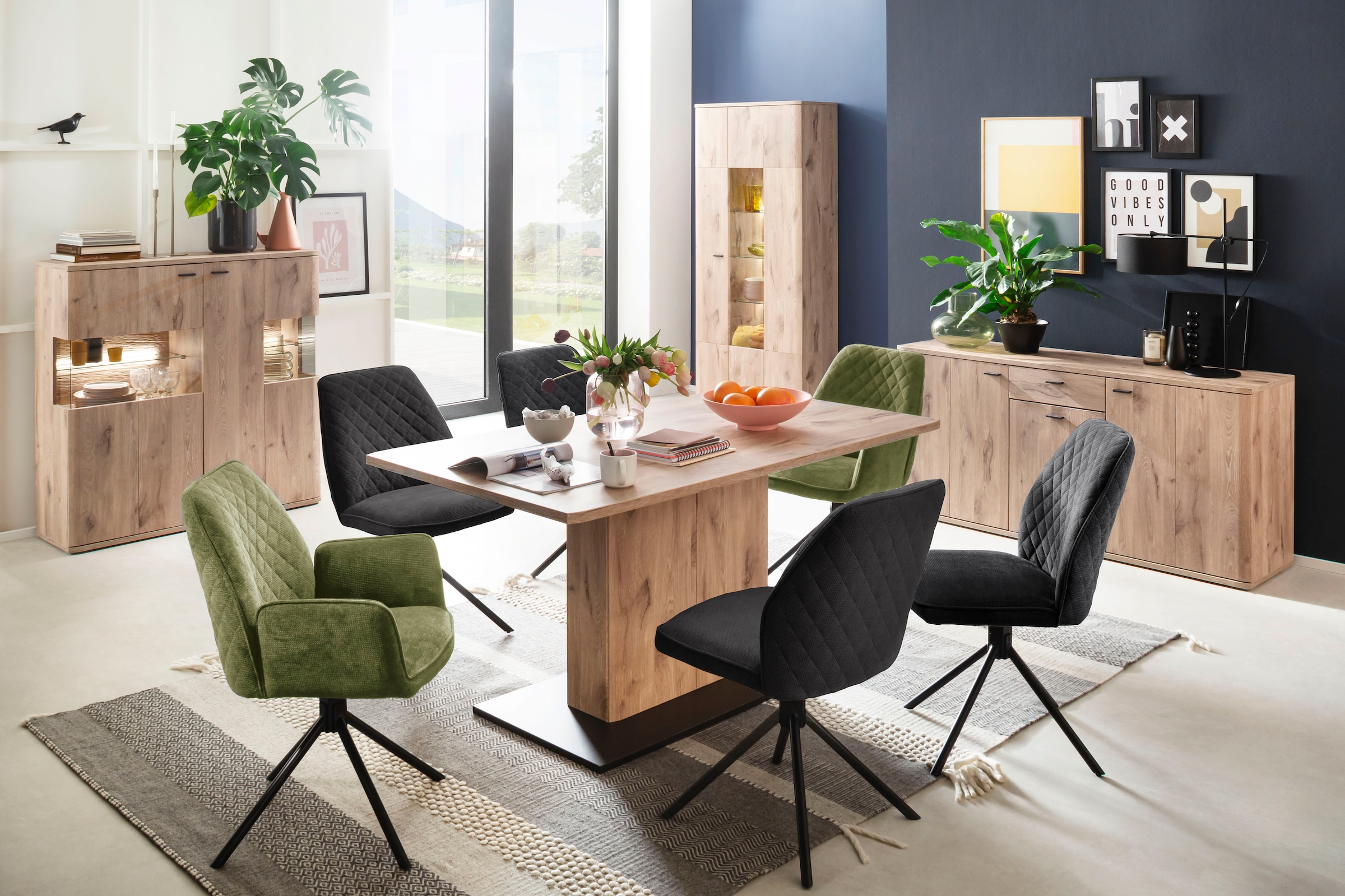 MCA furniture Esszimmerstuhl »ACANDI«, Chenilleoptik, (2er-Set),drehbar 180°, Sitzhöhe von ca. 50 cm, Belastbarkeit 120 kg