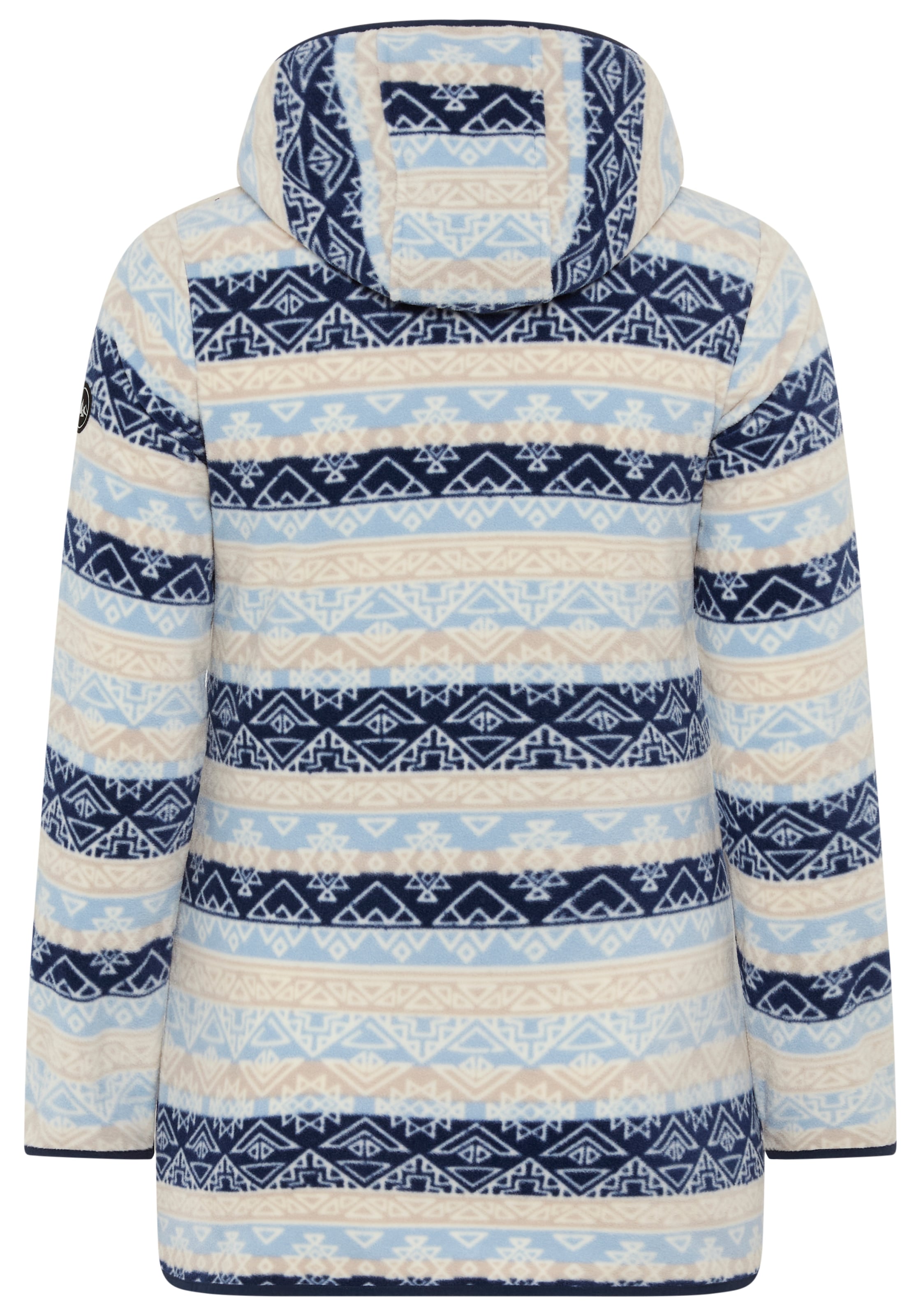 Polarino Fleecejacke, mit Kapuze, Fleecejacke mit Print und Fellimitat in Kapuze