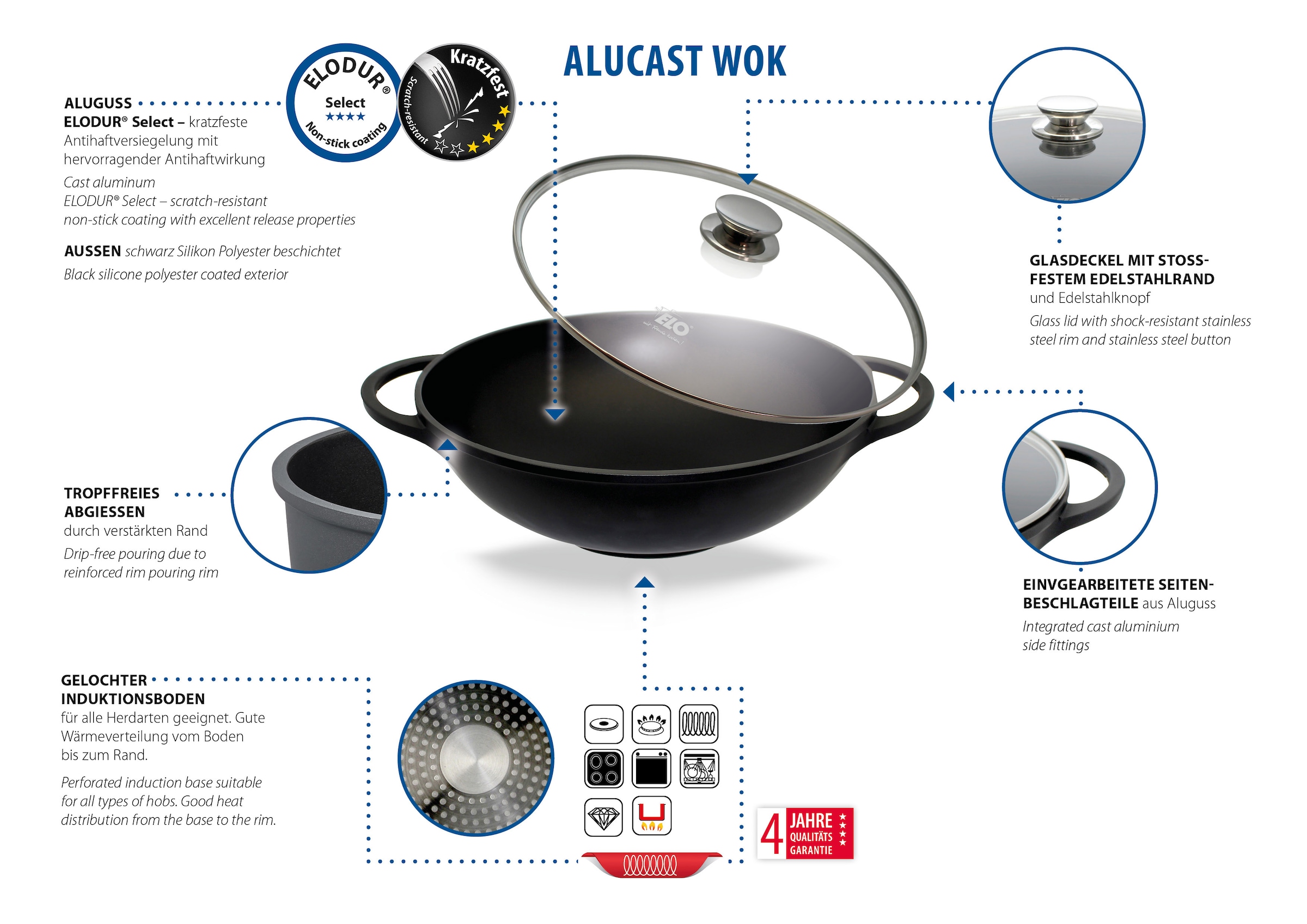 Elo Basic Wok »Alucast« Aluminiumguss 1 tlg. Antihaftversiegelung