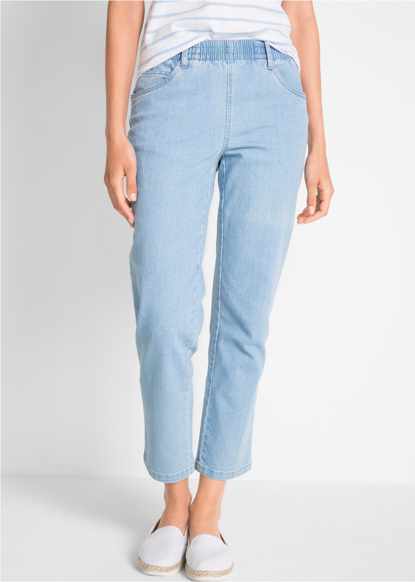 bonprix Straight-Jeans Packung, 2 gerades Bein, mit erhöhtem Gummibund, in Stretch-Qualität
